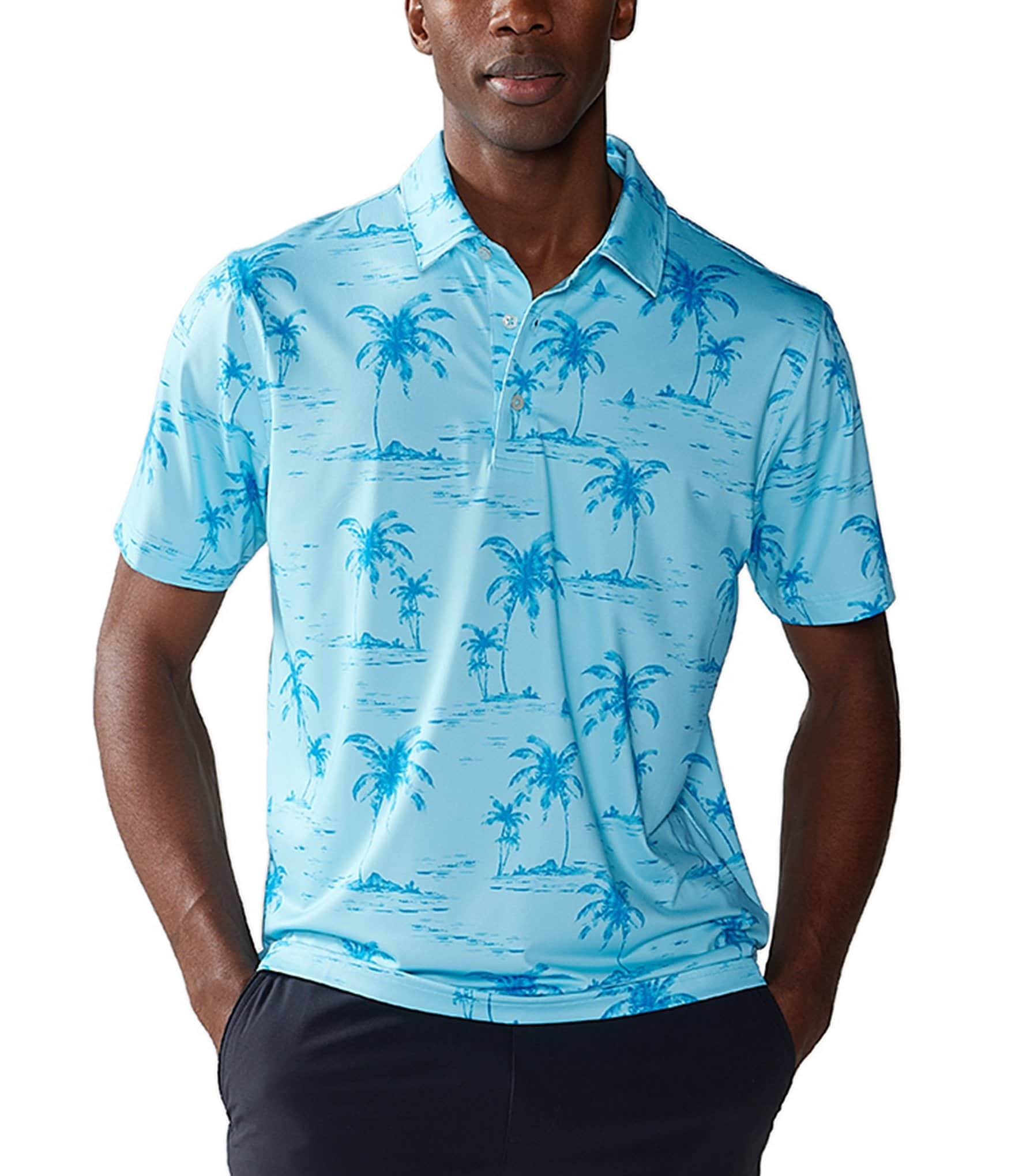 Chubbies Stay Palm Printed Short Sleeve Performance Polo Shirt