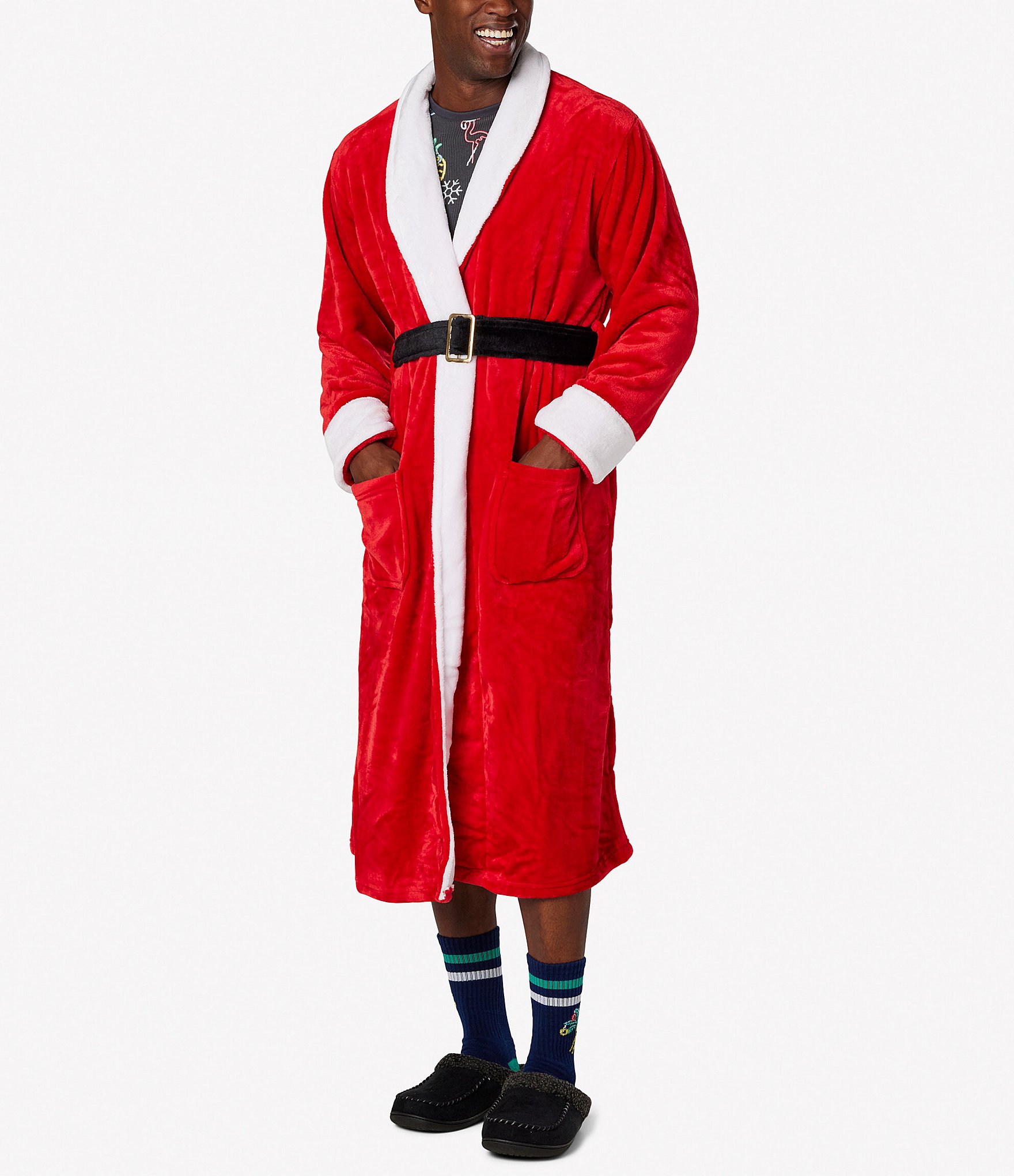 DAYU Men's Fleece Hooded Short Bath Robes Christmas Santa Robe Flannel  Pajamas Sleepwear Nightwear, Red, XXL : Amazon.in: Home & Kitchen