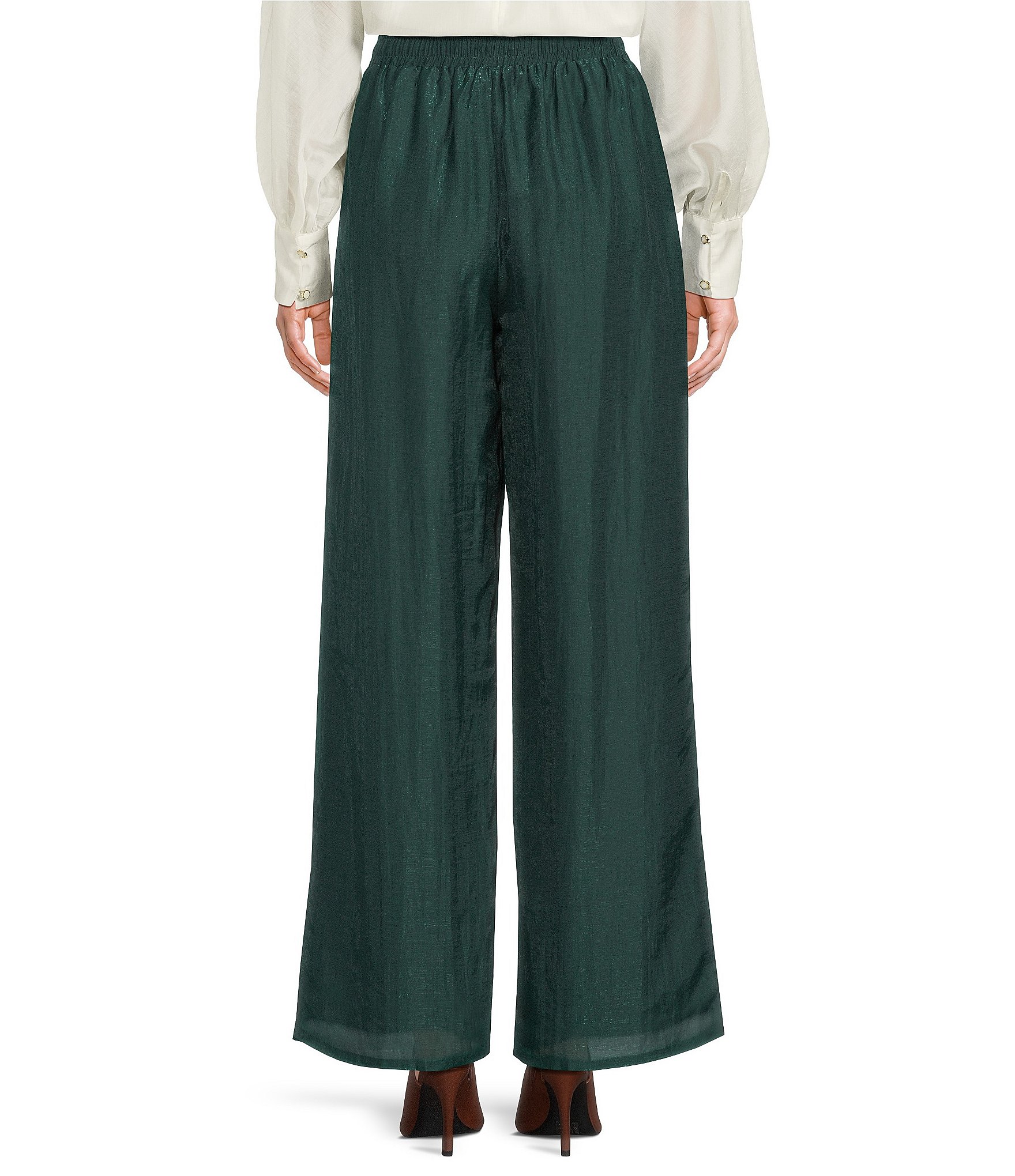 CIEBON Azra Shimmer Voile Wide Leg Pull-On Pants