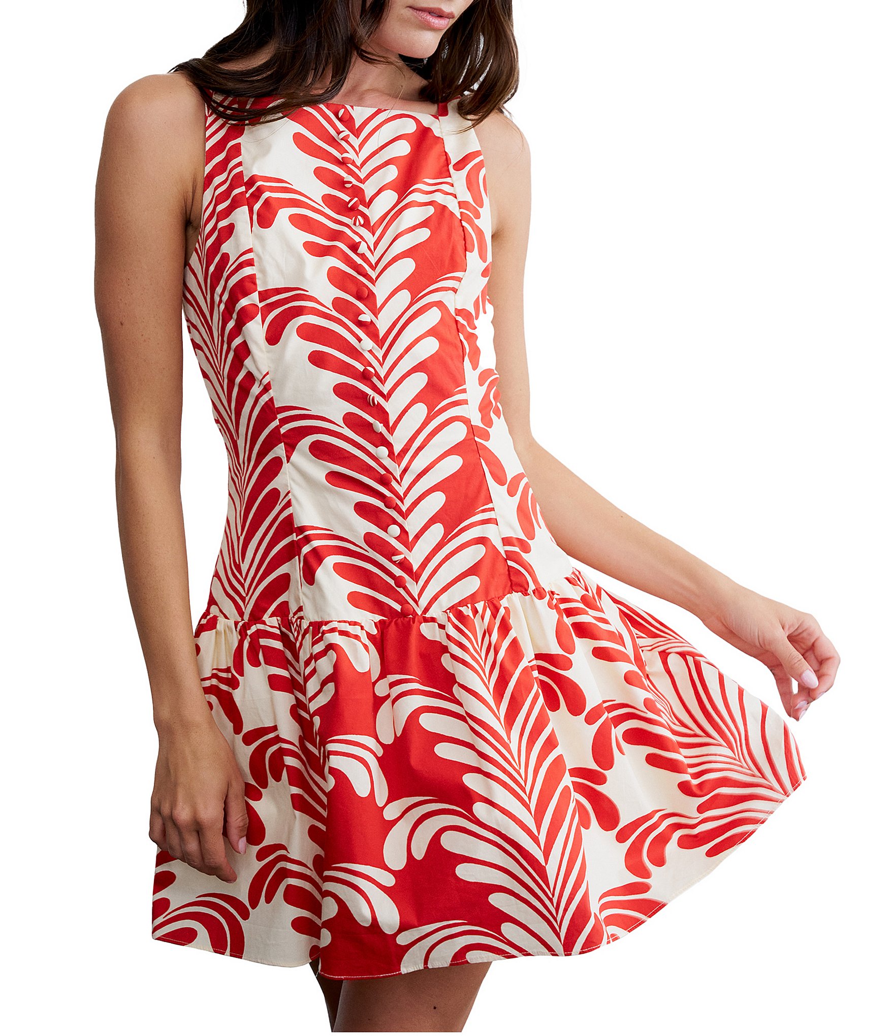 CIEBON Sade Printed High Square Neck Sleeveless Cotton