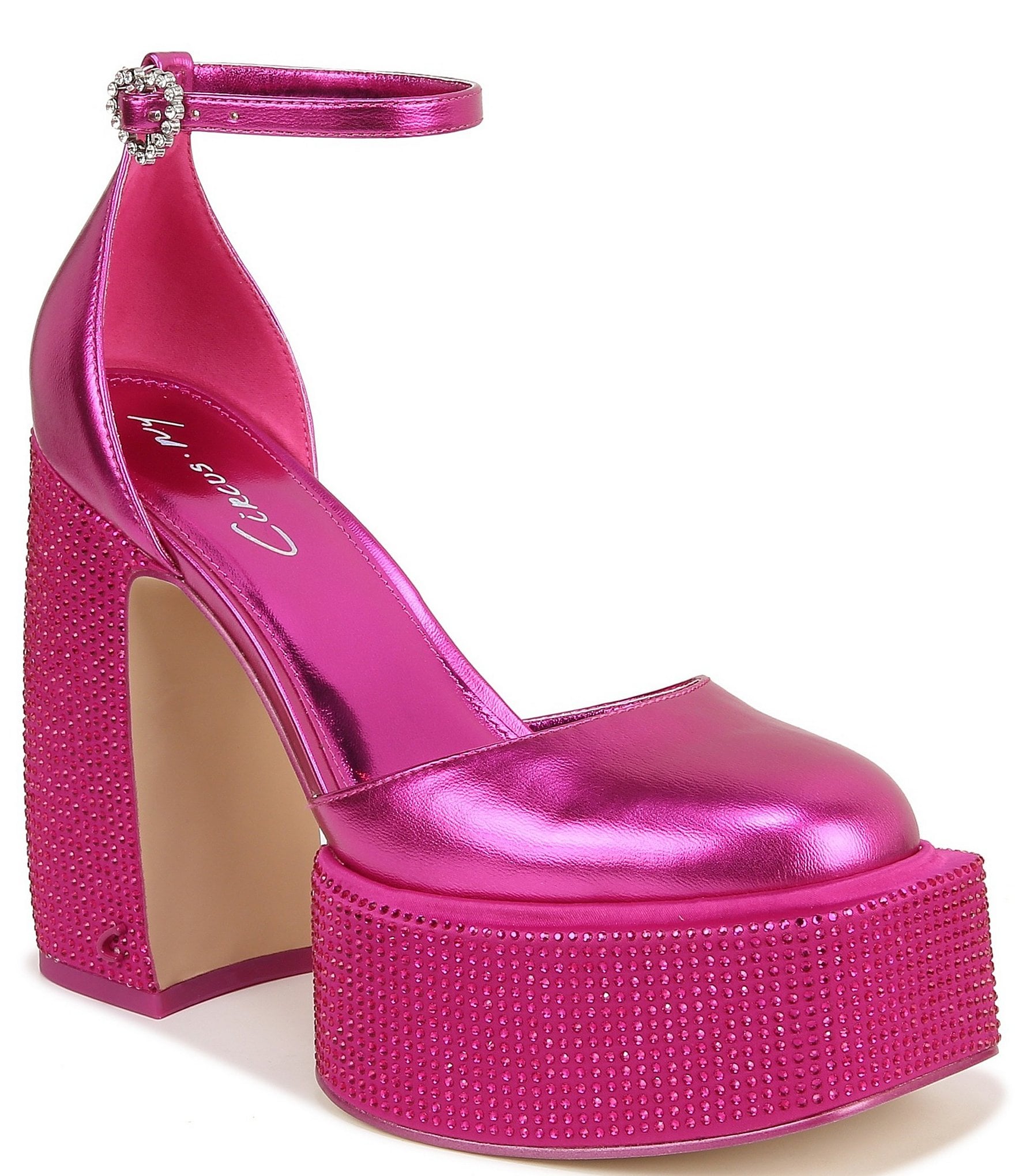 Public Desire Mercy Baby Pink Satin Strappy Square Toe Platform High Block  Heels | Lyst UK