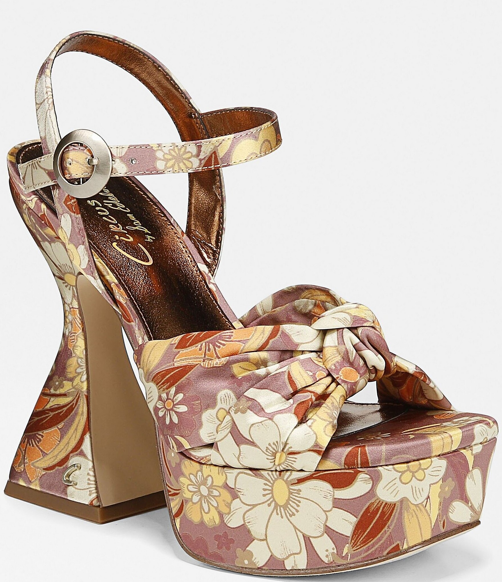 Circus NY by Sam Edelman Audrea Floral Satin Ankle Strap Platform