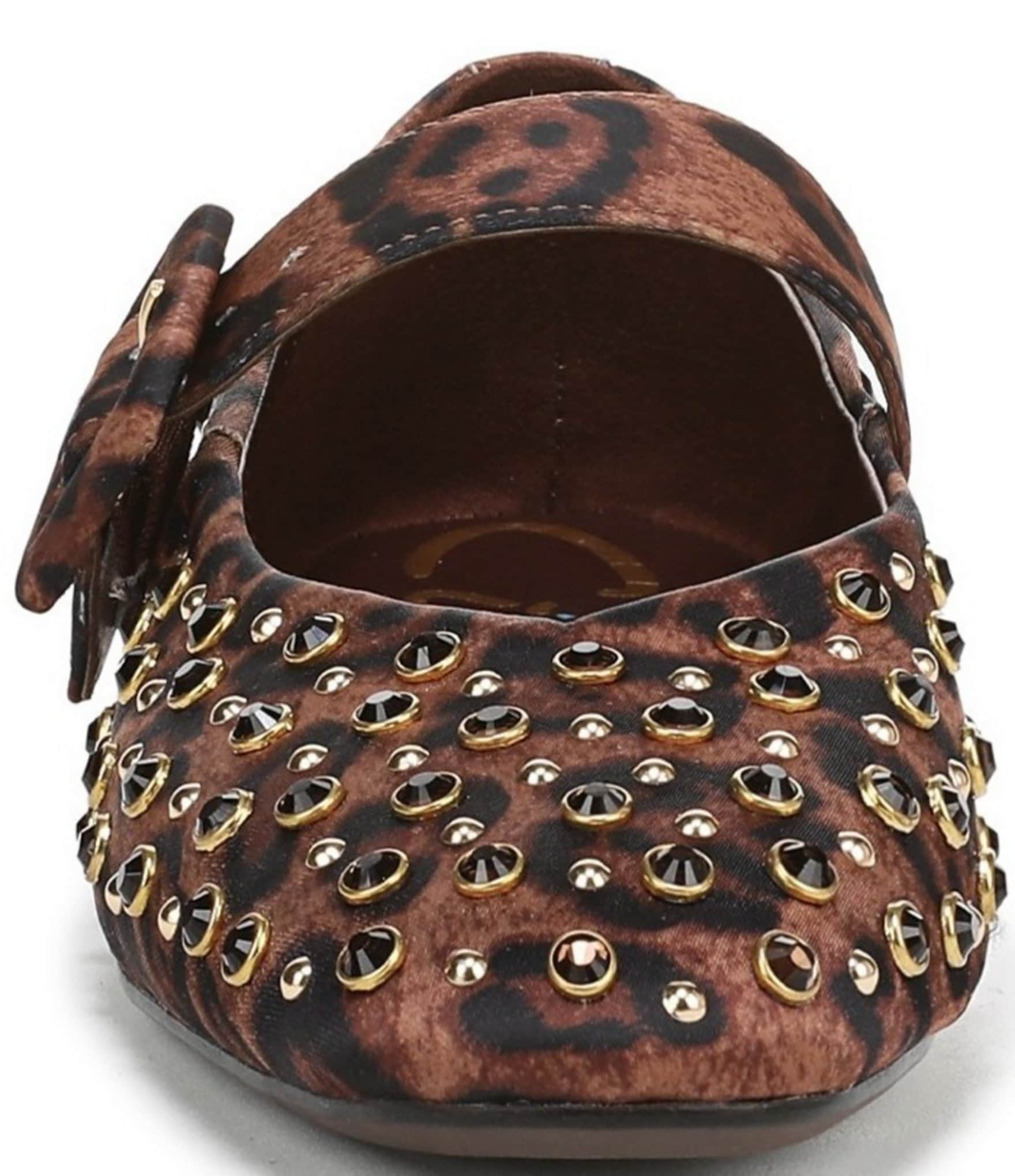 Circus NY by Sam Edelman Blaire Leopard Print Jewel Studs Mary Jane Flats