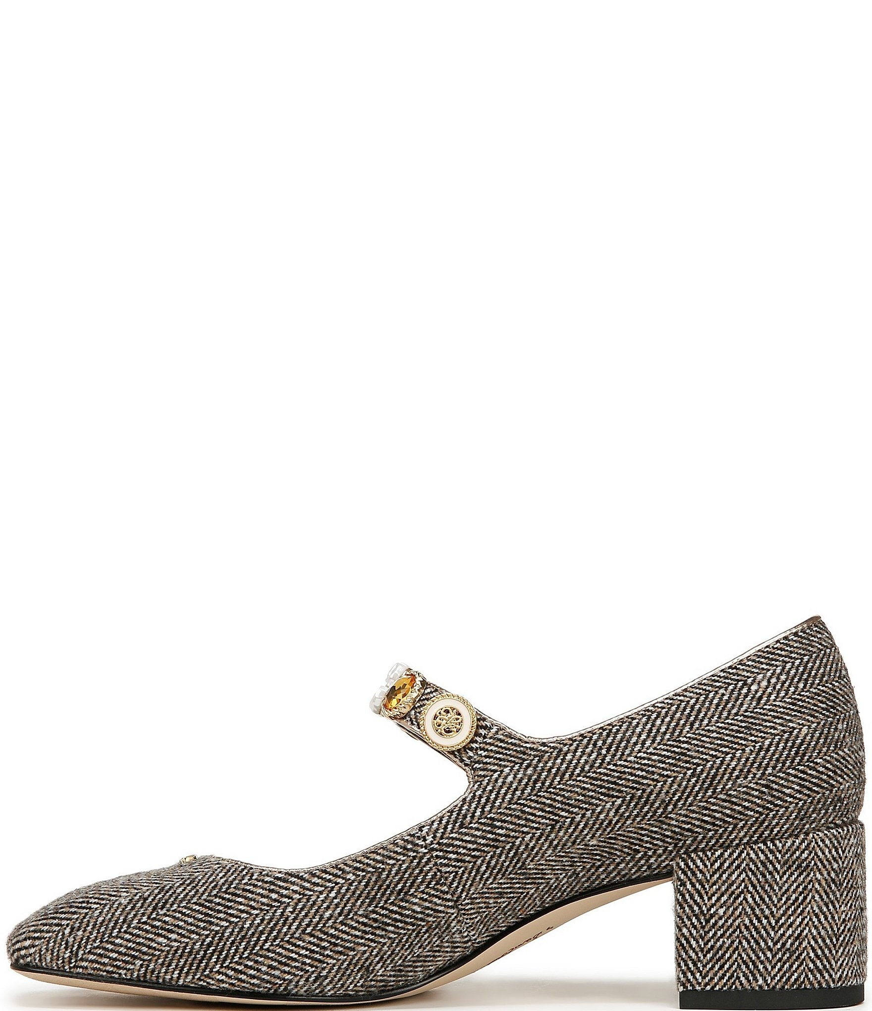 Circus NY by Sam Edelman Elaine Herringbone Fabric Embellished Mary Jane Dress Pumps