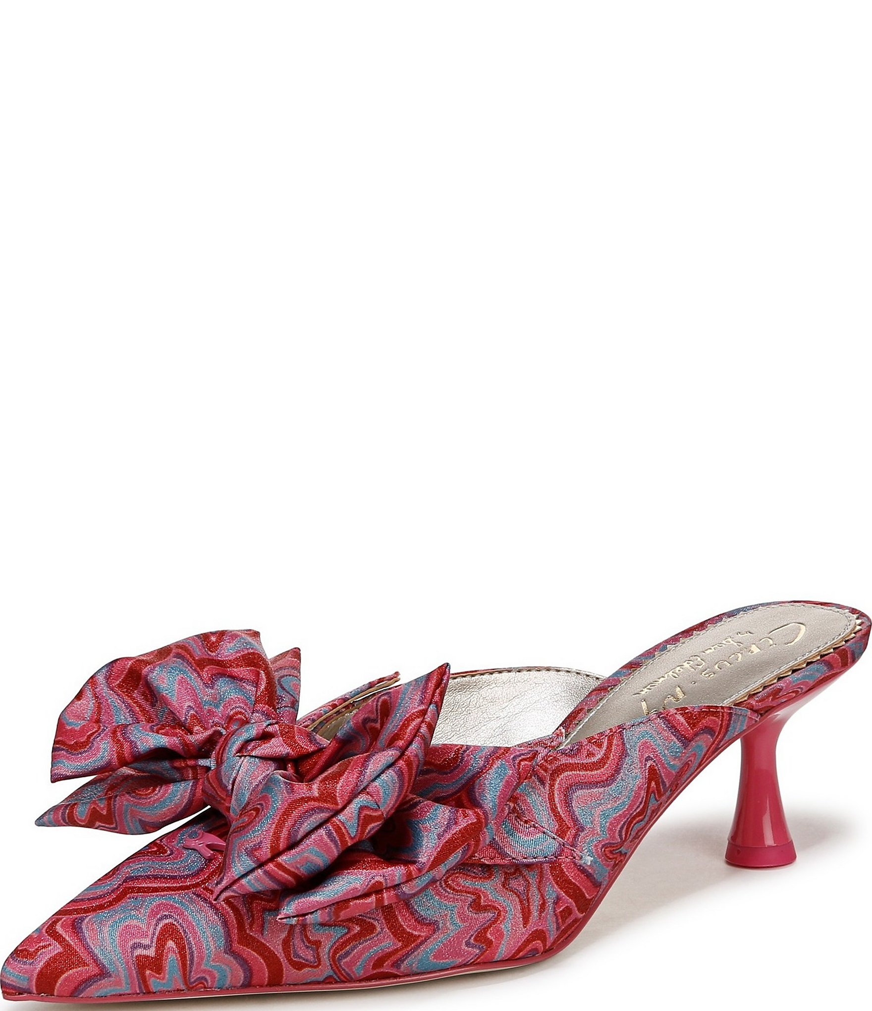 Circus NY by Sam Edelman Fiona Printed Fabric Bow Detail Dress Mules