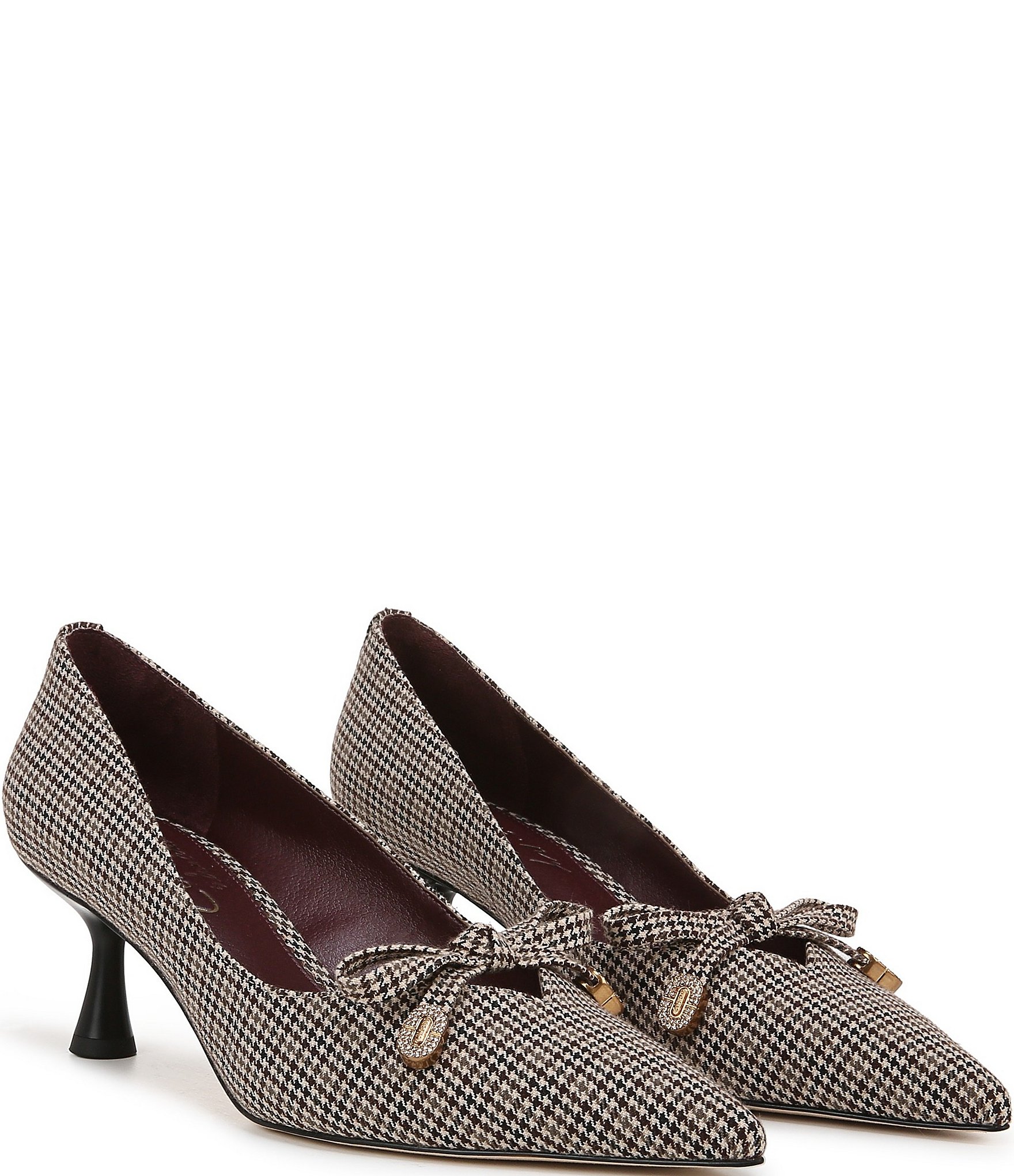 Circus NY by Sam Edelman Fleur Houndstooth Bow Detail Kitten Heel Dress Pumps