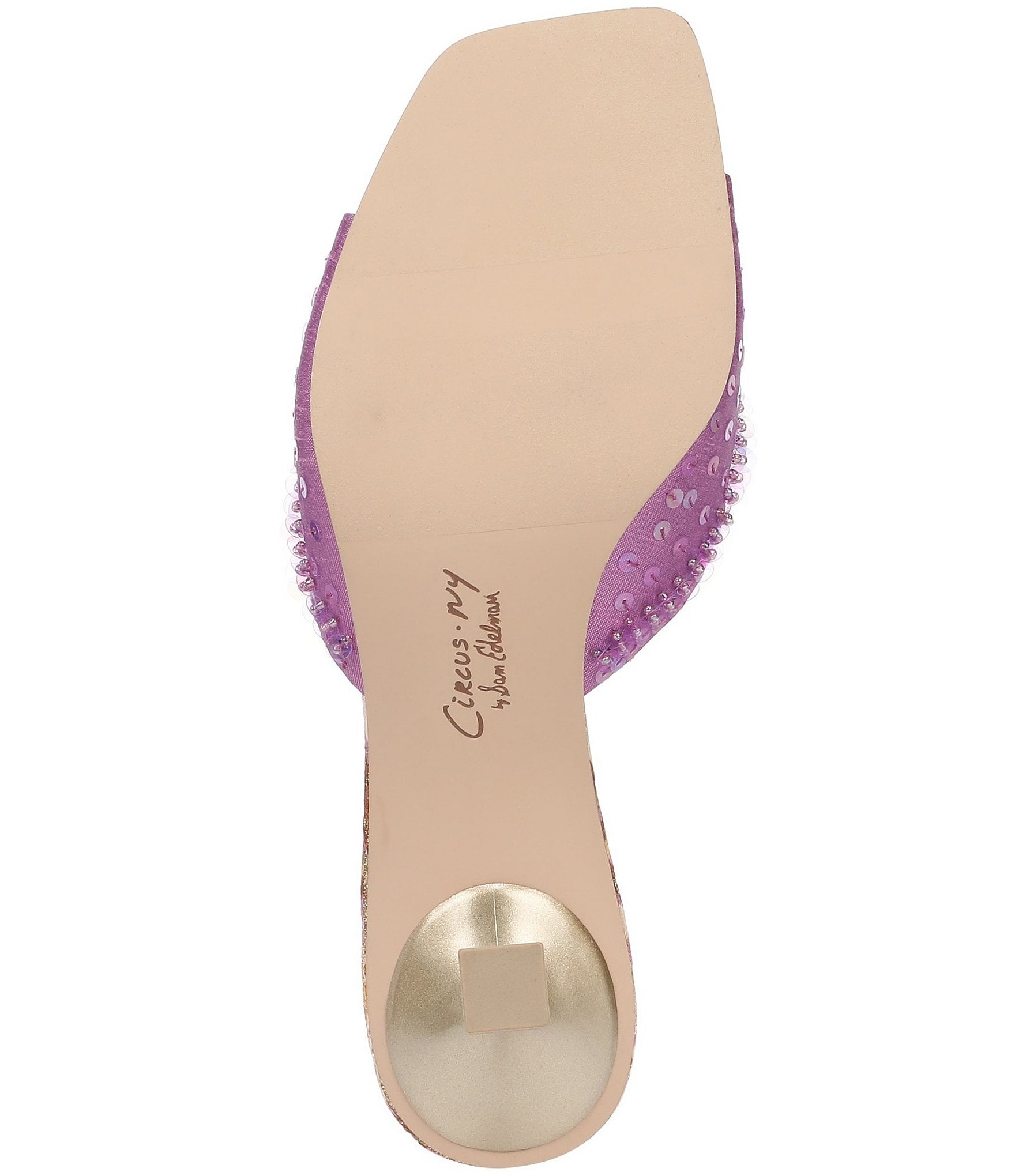 Circus NY by Sam Edelman Juliana Printed Satin Sequin Ornamented Dress Slide Sandals