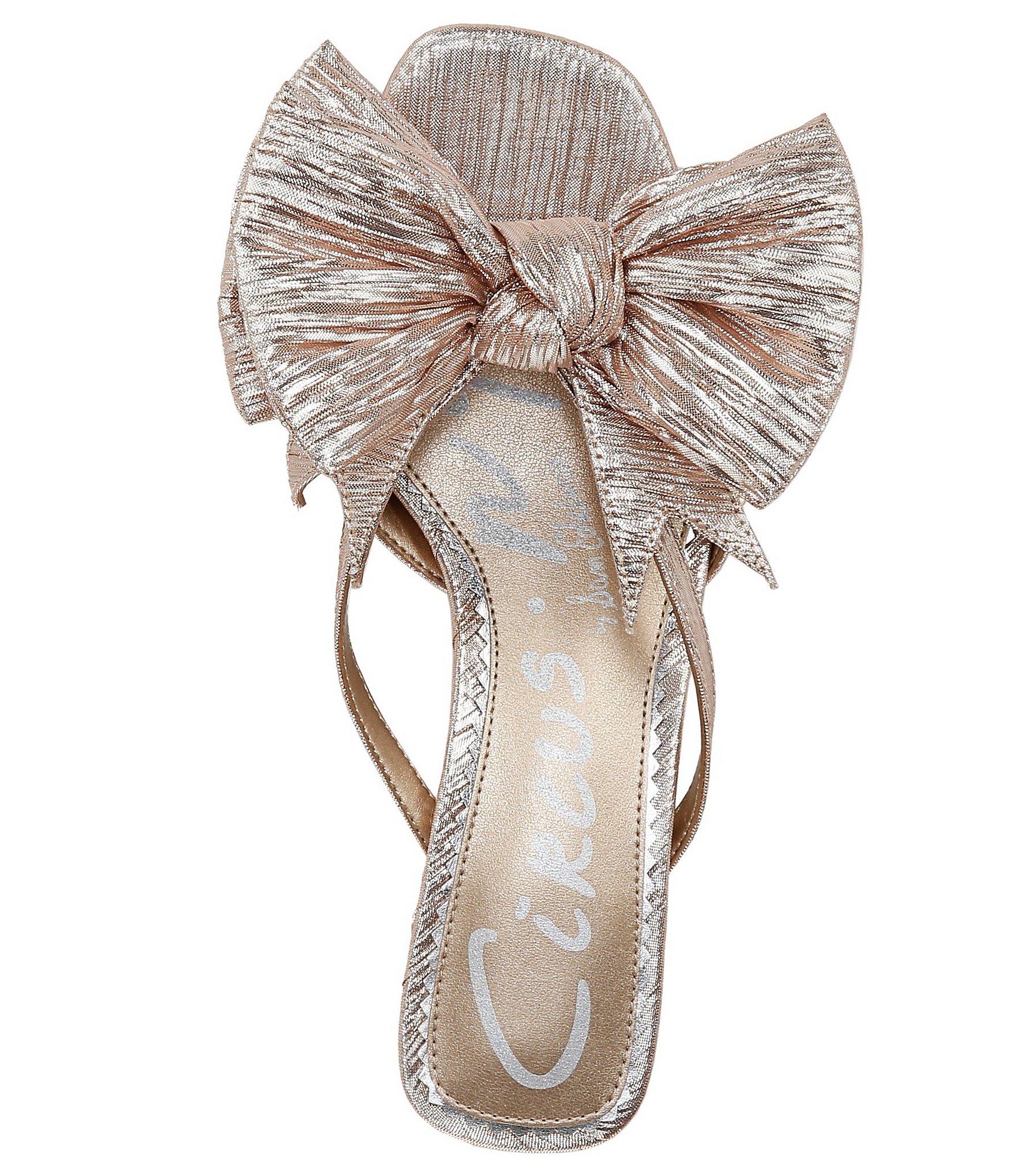 Circus NY by Sam Edelman Natalina Metallic Bow Kitten Heel Slide Sandals