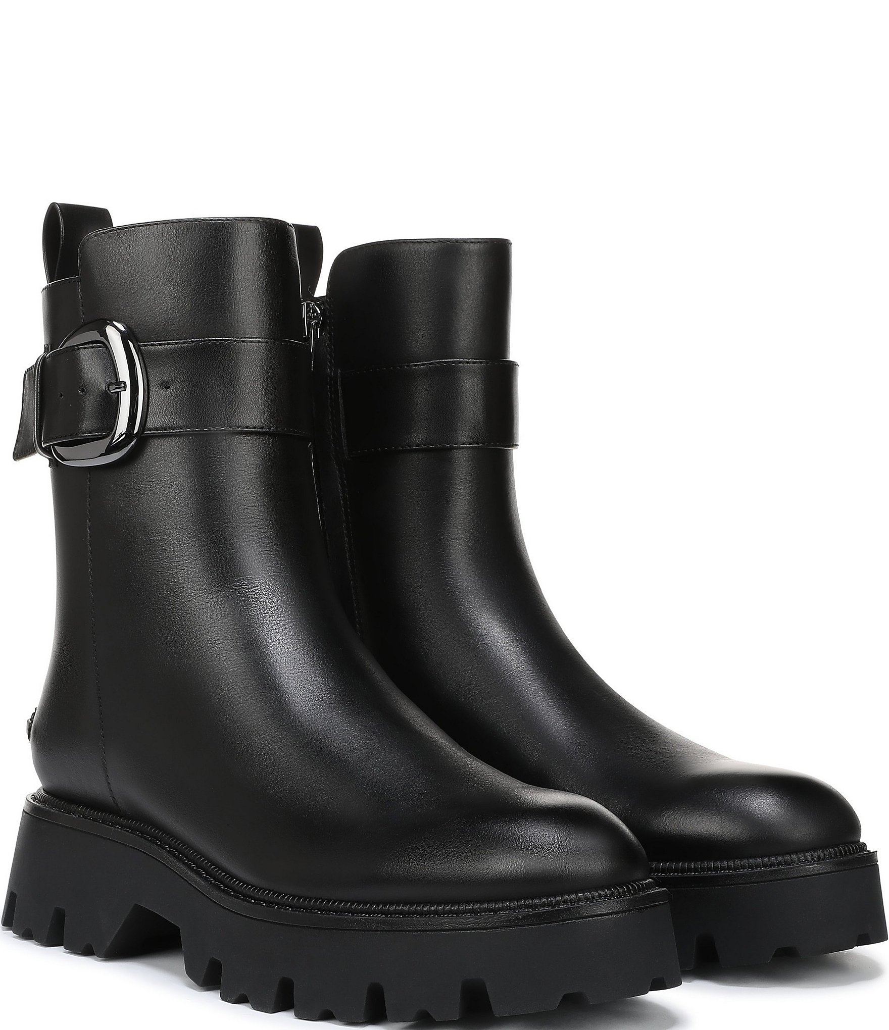 Circus NY by Sam Edelman Primm Leather Lug Sole Buckle Hardware Booties