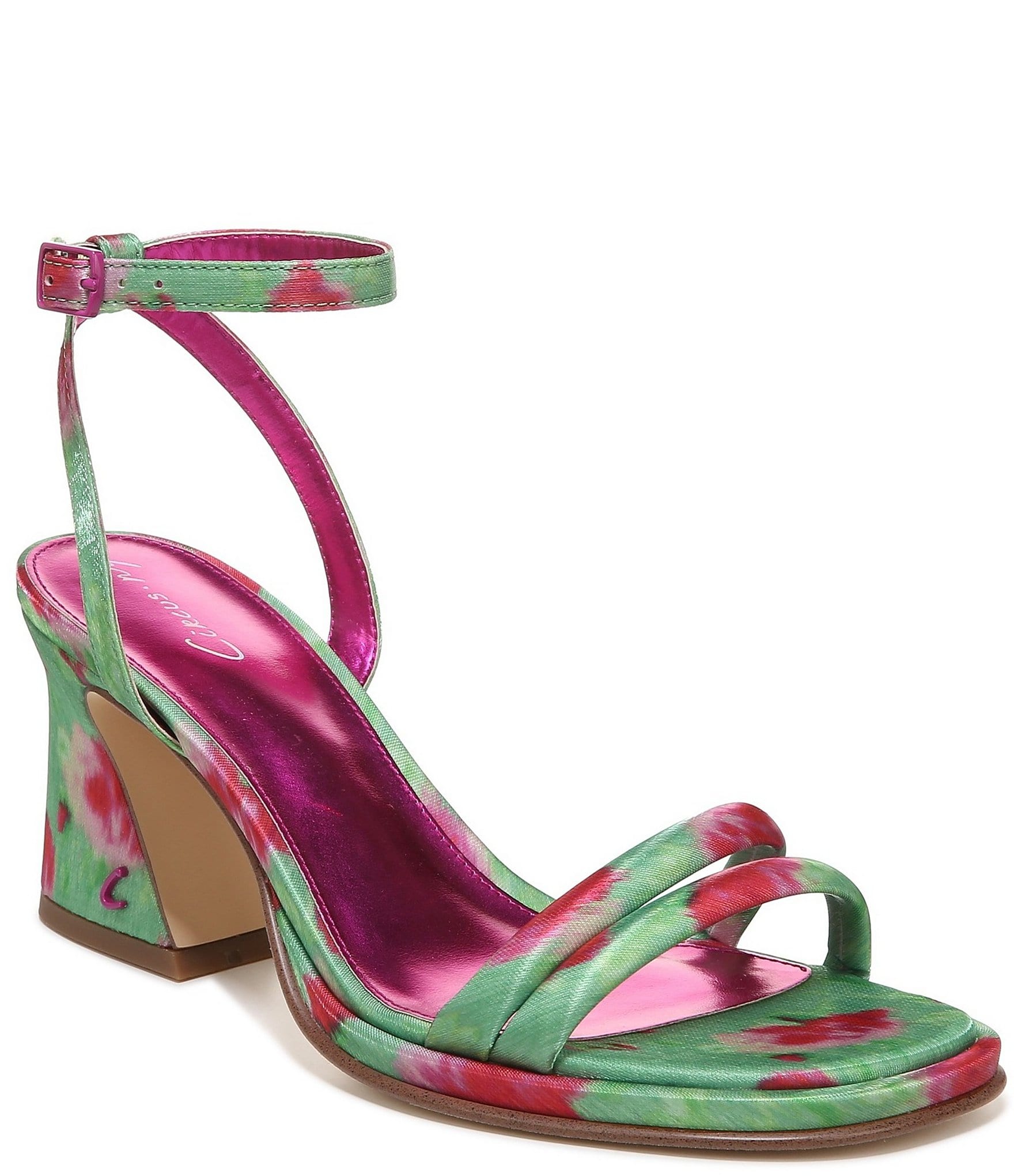 Circus NY Hartlie Floral Abstract Satin Ankle Strap Dress Sandals ...