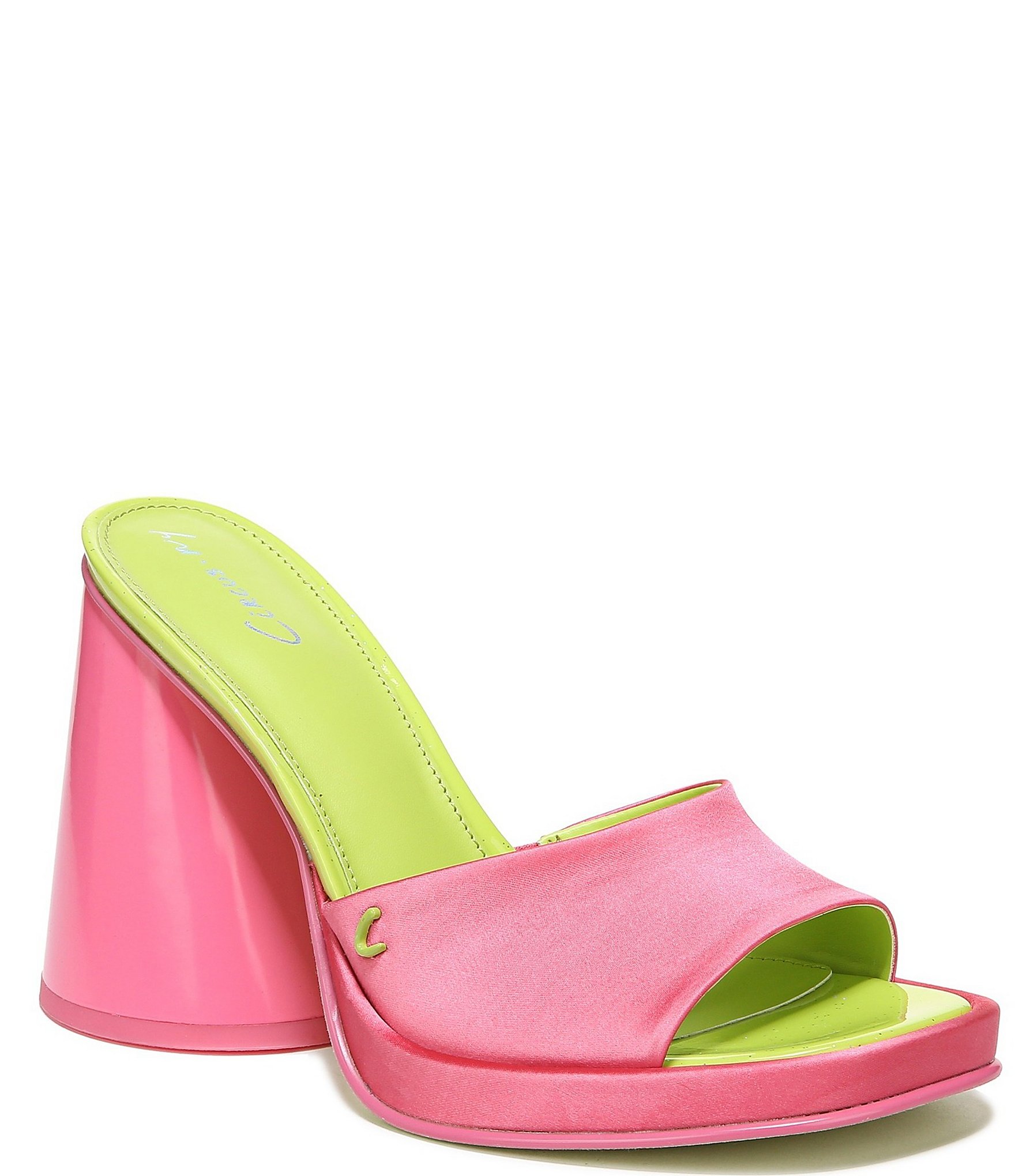 Circus NY Haynes Satin Chunky Cone Heel Slide Dress Sandals | Dillard's