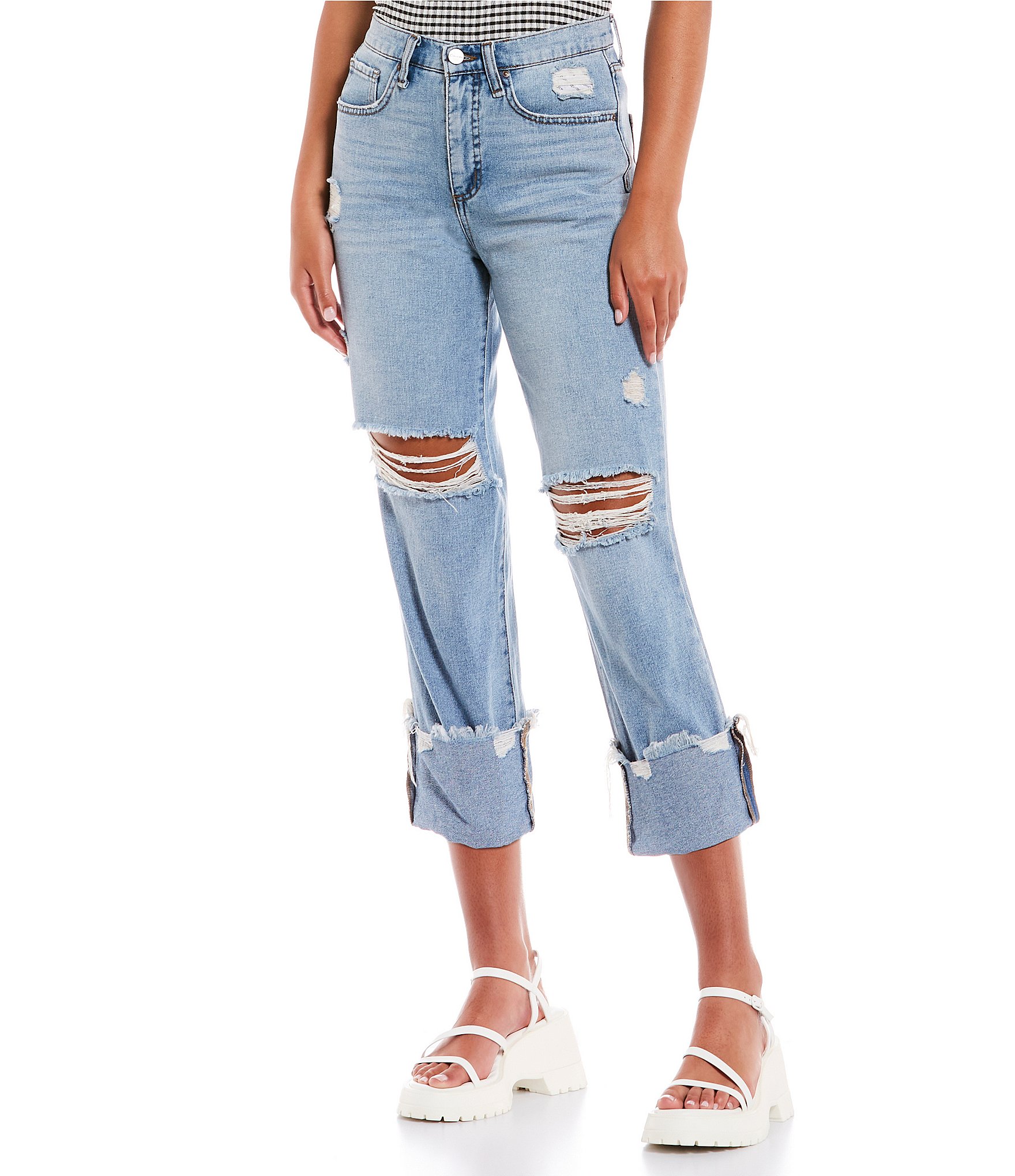 BDG Urban Outfitters High Rise Authentic Straight Ripped Jeans