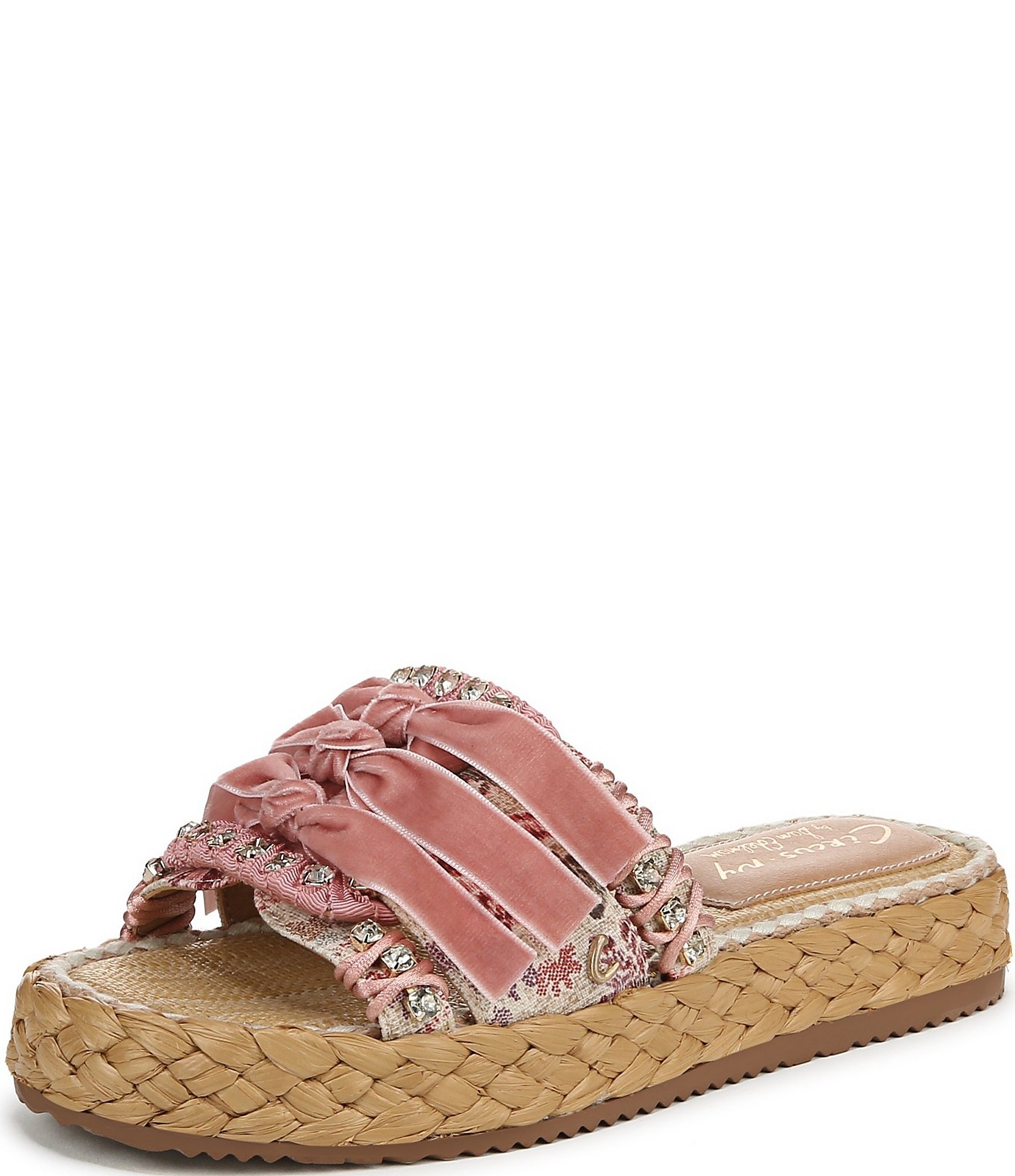Circus NY by Sam Edelman Wyatt Velvet Rhinestone Bow Ornament Platform Slide Sandals