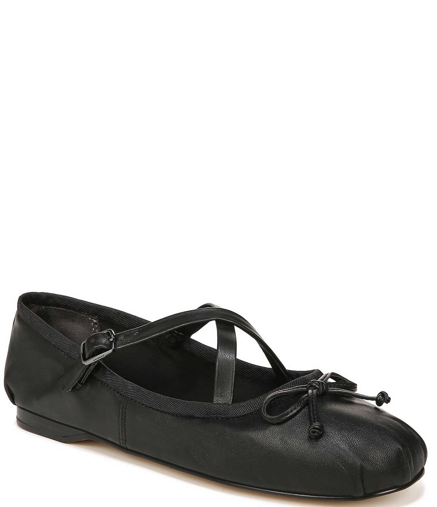 Rosalind Black Leather Ballet Flats