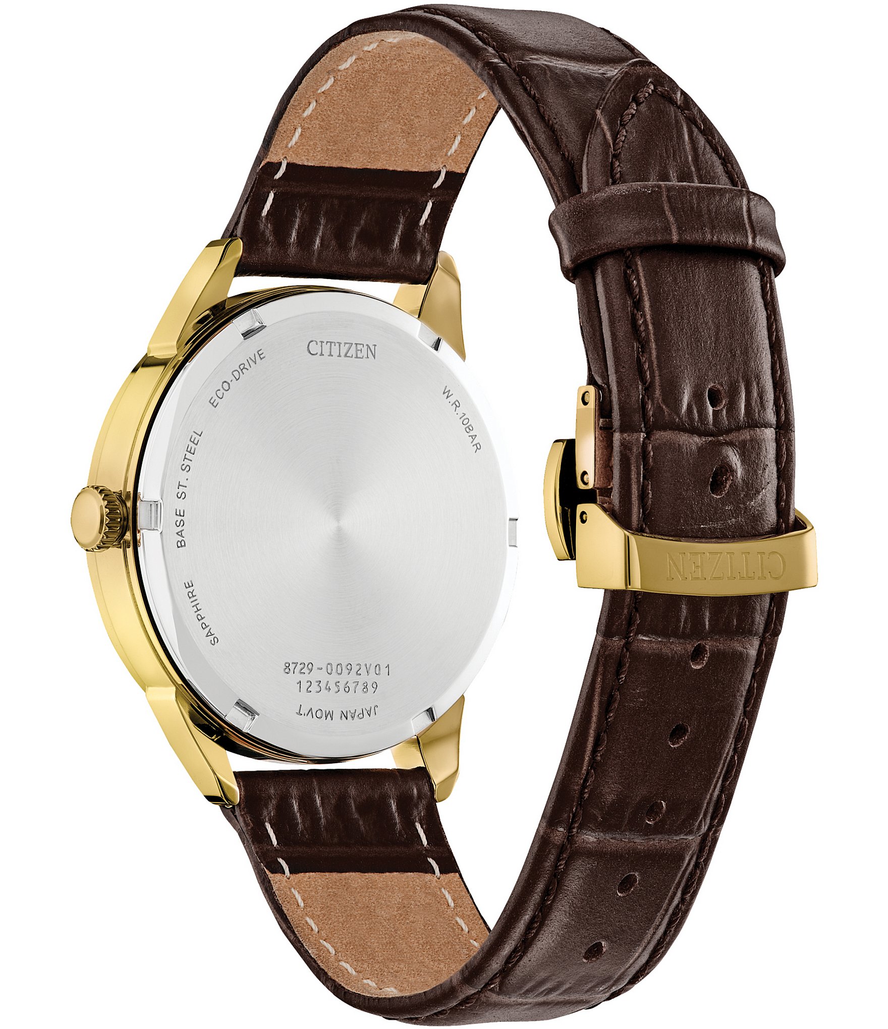 Citizen Men's Classic Eco Wr100 Chronograph Brown Leather Strap Watch