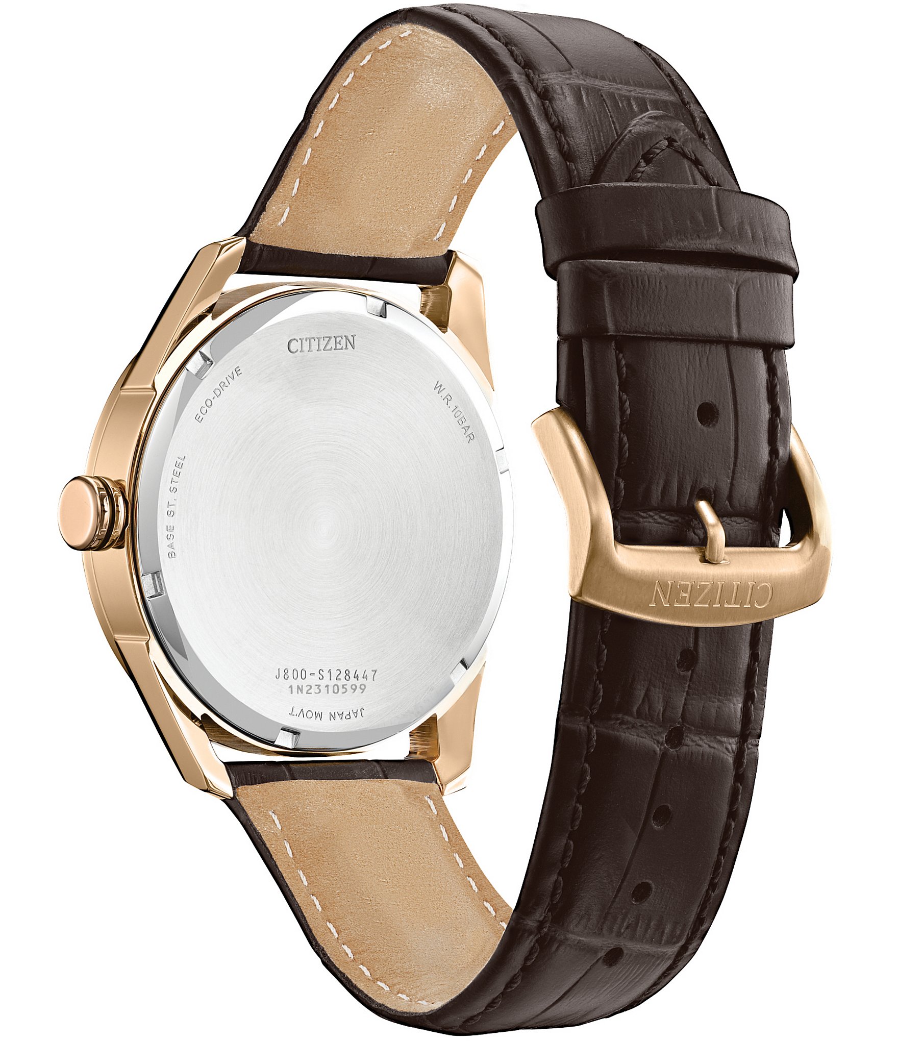 Citizen Men's Classic Three Hand Brown Leather Strap Rose Gold Watch