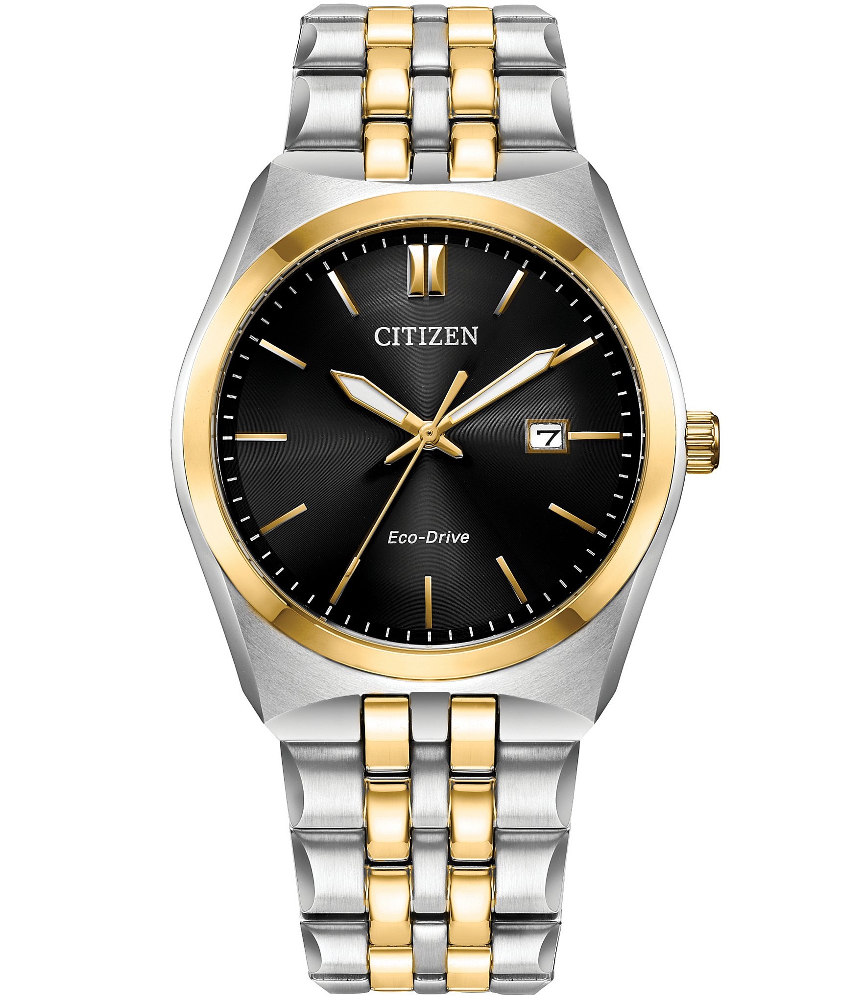 Citizen Men's Corso Three Hand Two Tone Stainless Steel Black Dial Bracelet Watch