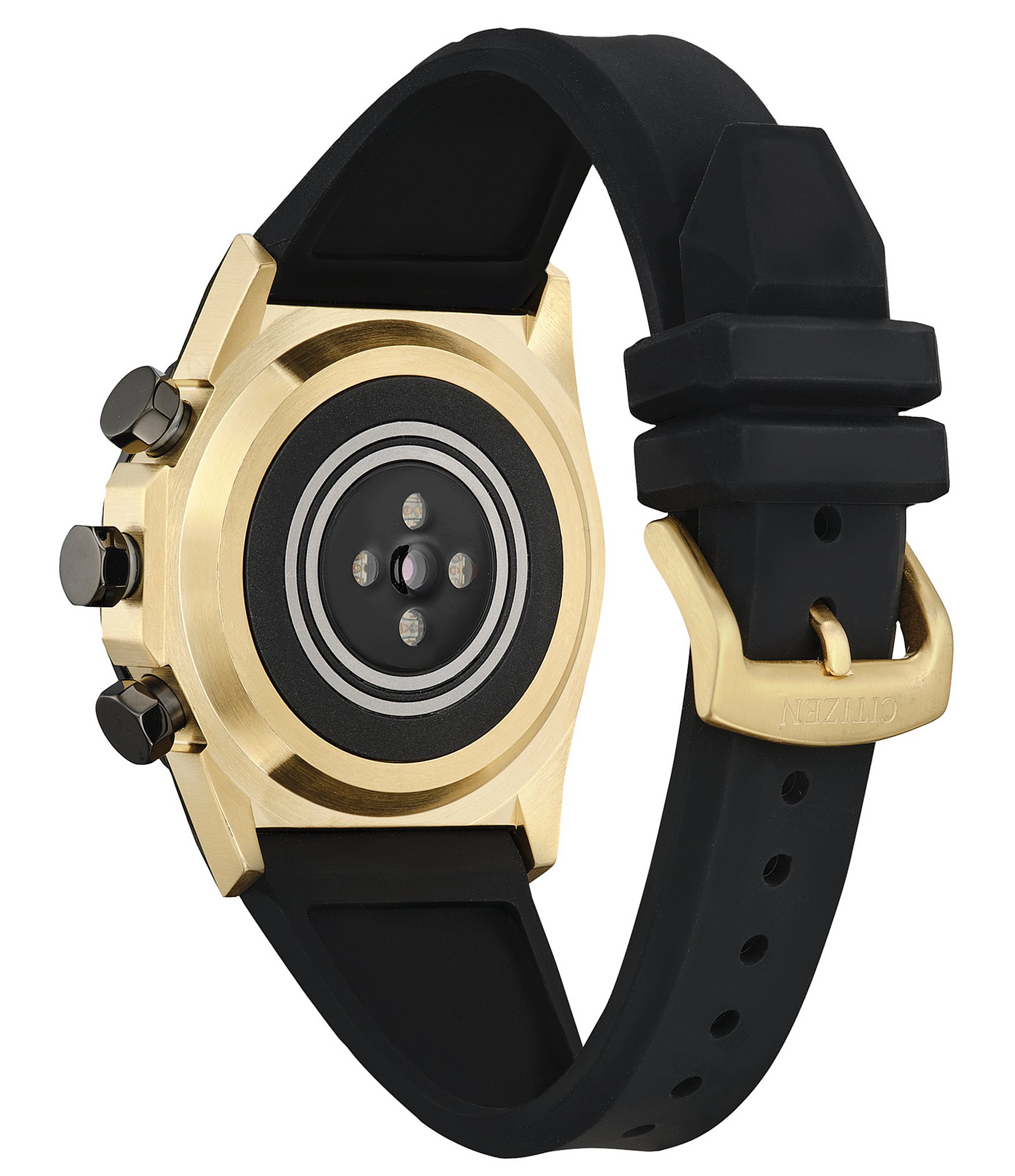 Citizen Men's CZ Hybrid Smart Black and Gold Silicone Strap Watch