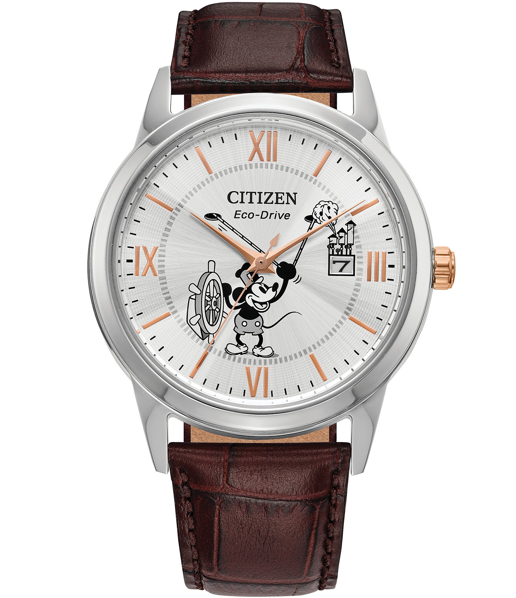 Citizen Men's Disney© Citizen Steamboat Willie 1928 Three Hand Brown Leather Strap Watch