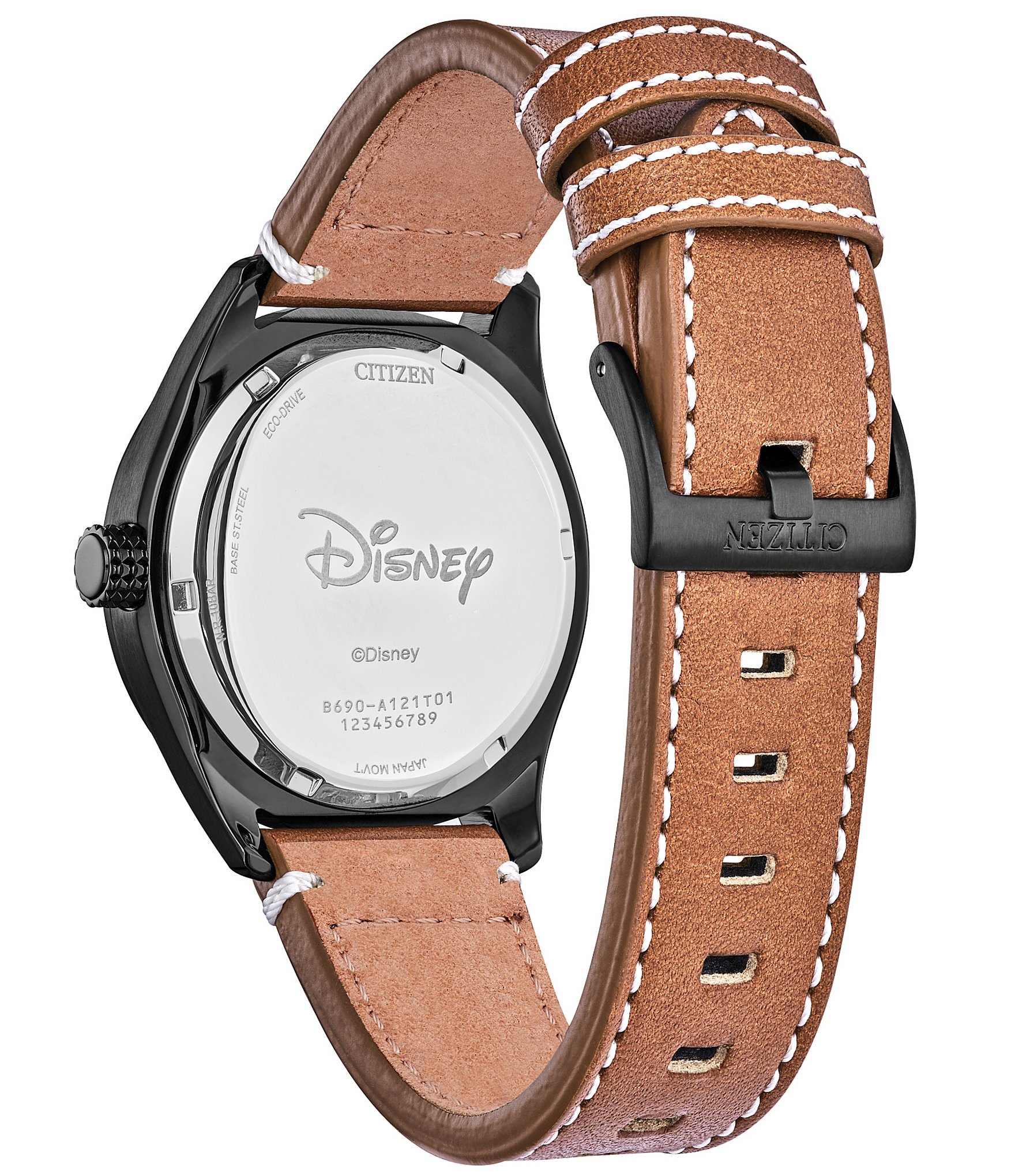 Citizen Men's Disney Collection Batter's Up Mickey Two Hand Brown Leather Strap Watch