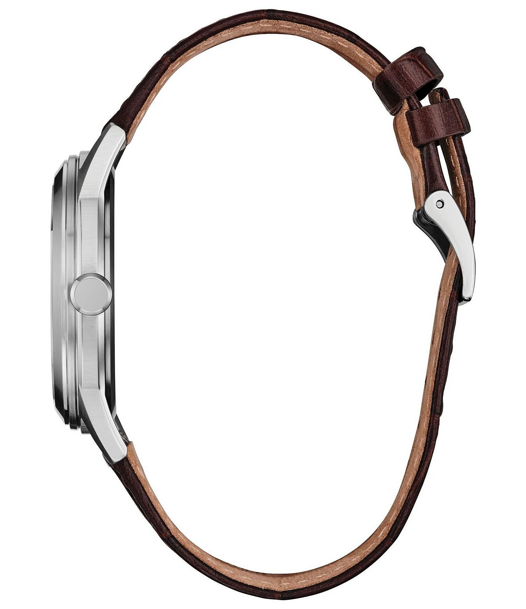 Citizen Men's Eco Drive Three Hand Leather Strap Watch
