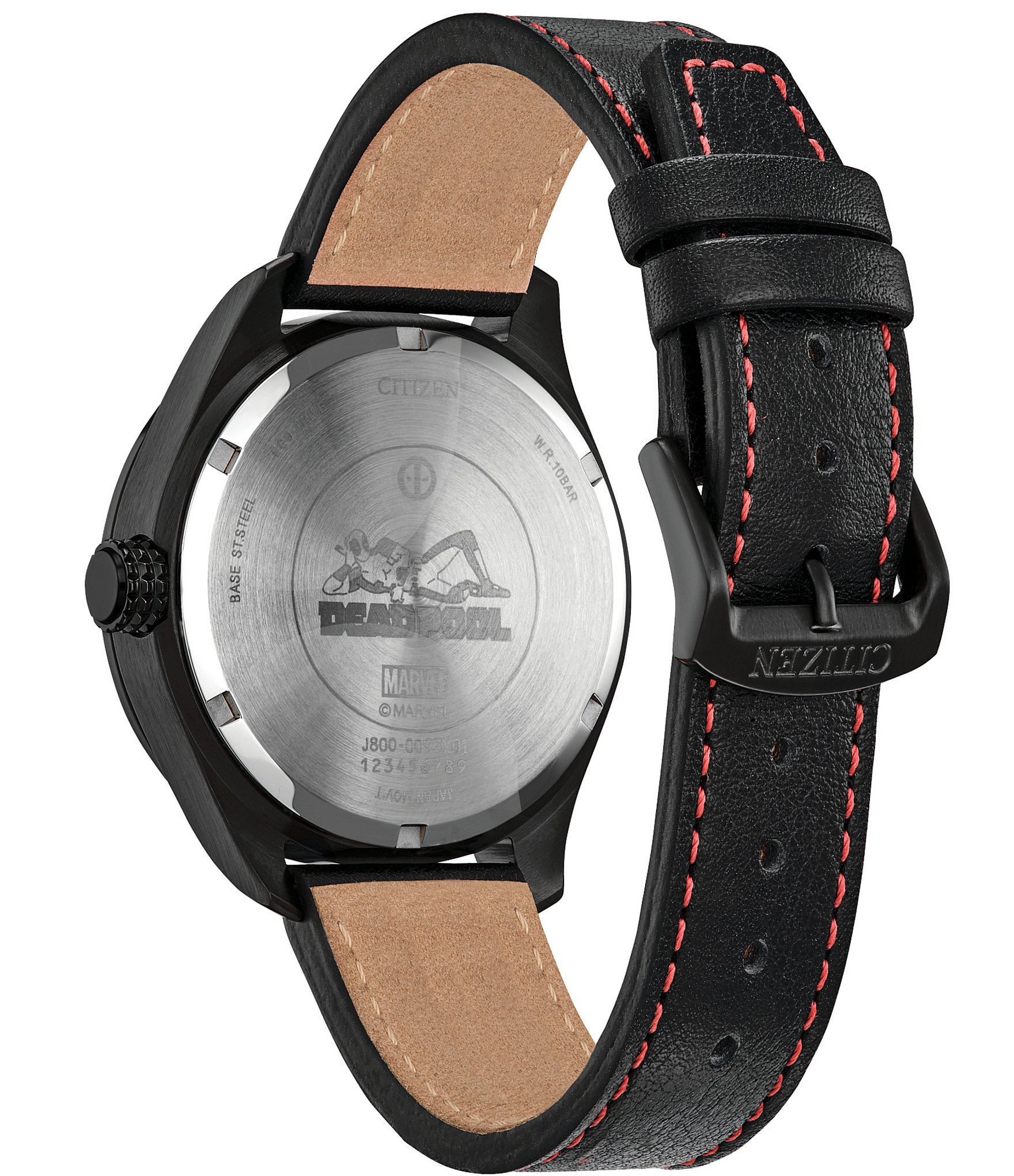 Citizen Men's Marvel Deadpool™ Multifunction Black Leather Strap Watch