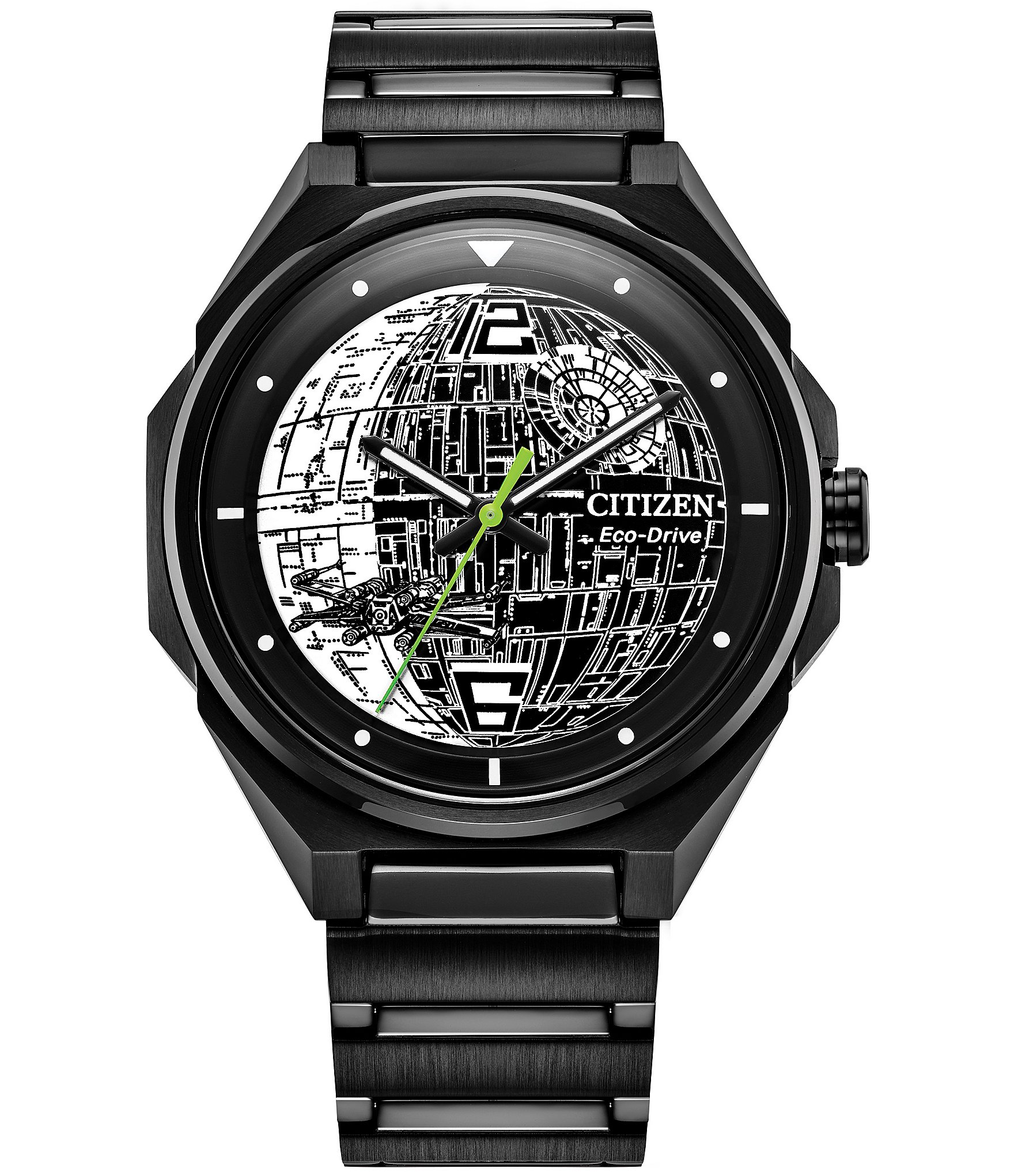 Citizen Men's Star Wars Collection Death Star 2 Three Hand Black Stainless Steel Bracelet Watch