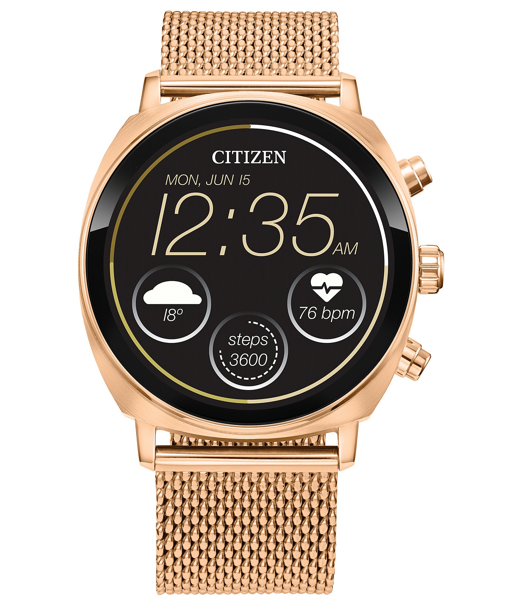 Citizen Unisex CZ Smart Rose Gold Stainless Steel Mesh Bracelet Watch ...