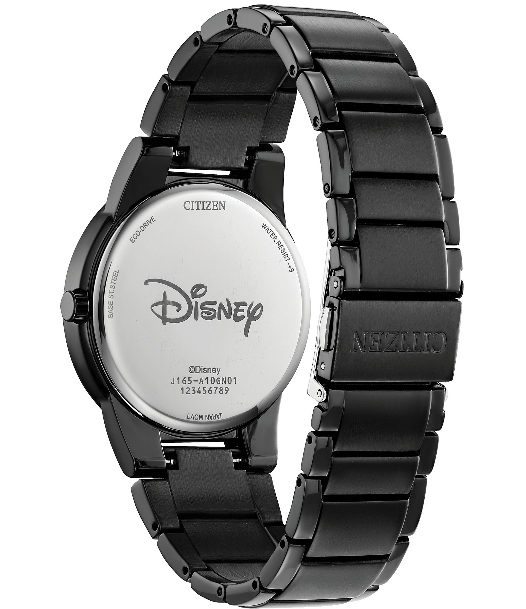 Citizen Unisex Disney Collection Mickey Mouse Fiesta Two Hand Black Stainless Steel Bracelet Watch