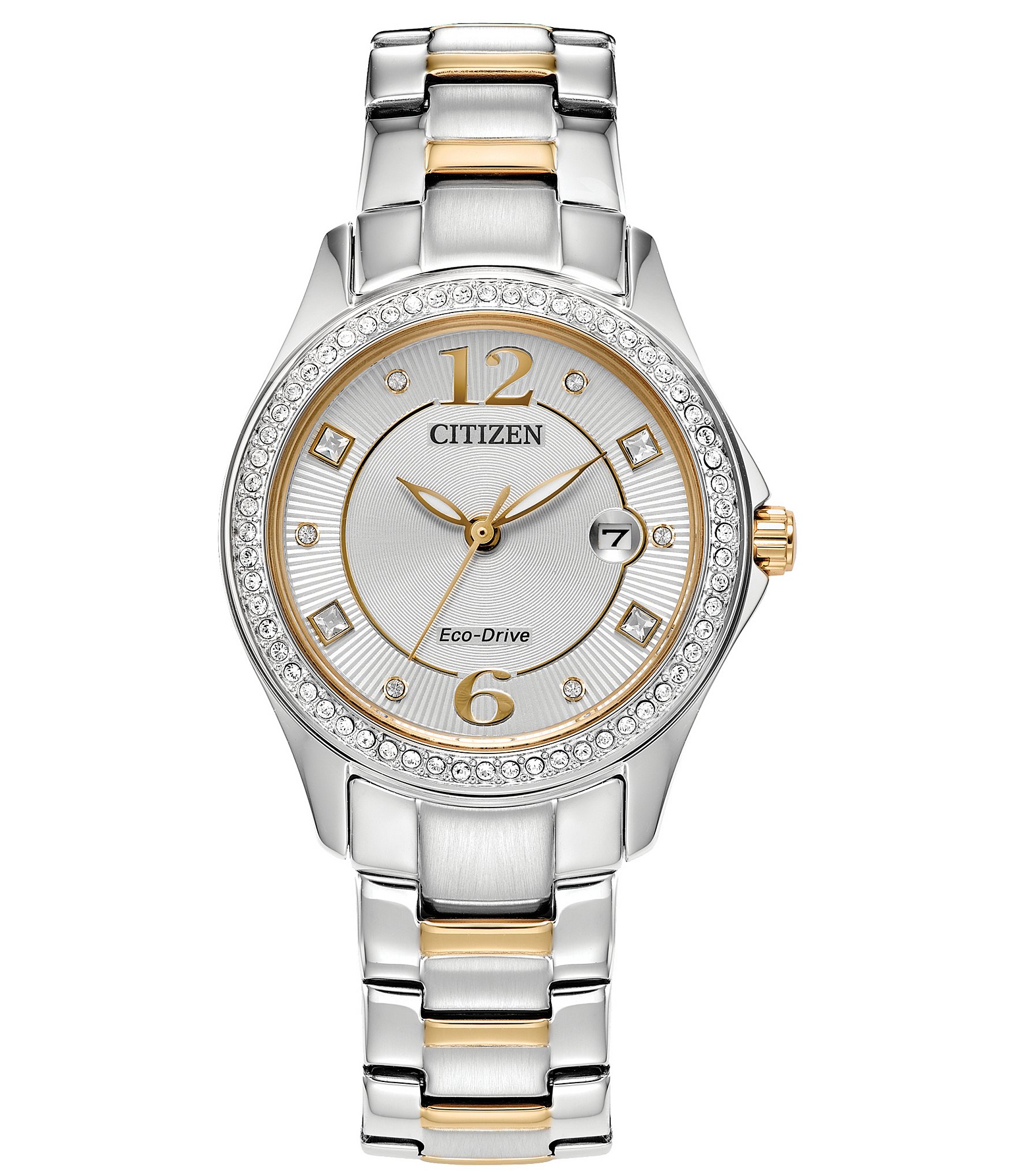 Citizen Women's Crystal Three Hand Two Tone Stainless Steel Bracelet Watch