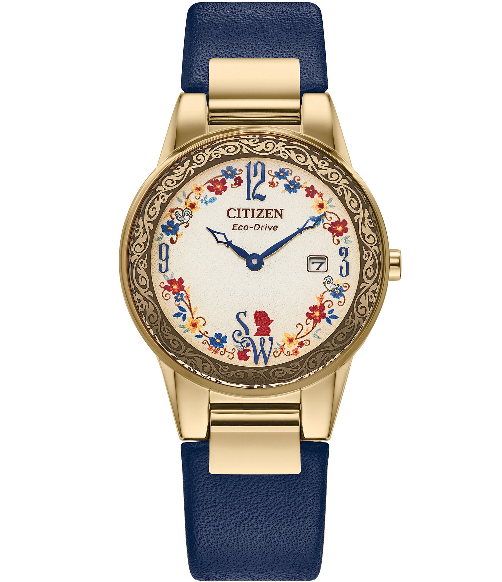 Citizen Women s Disney Snow White Two Hand Blue Leather Strap Watch Dillard s