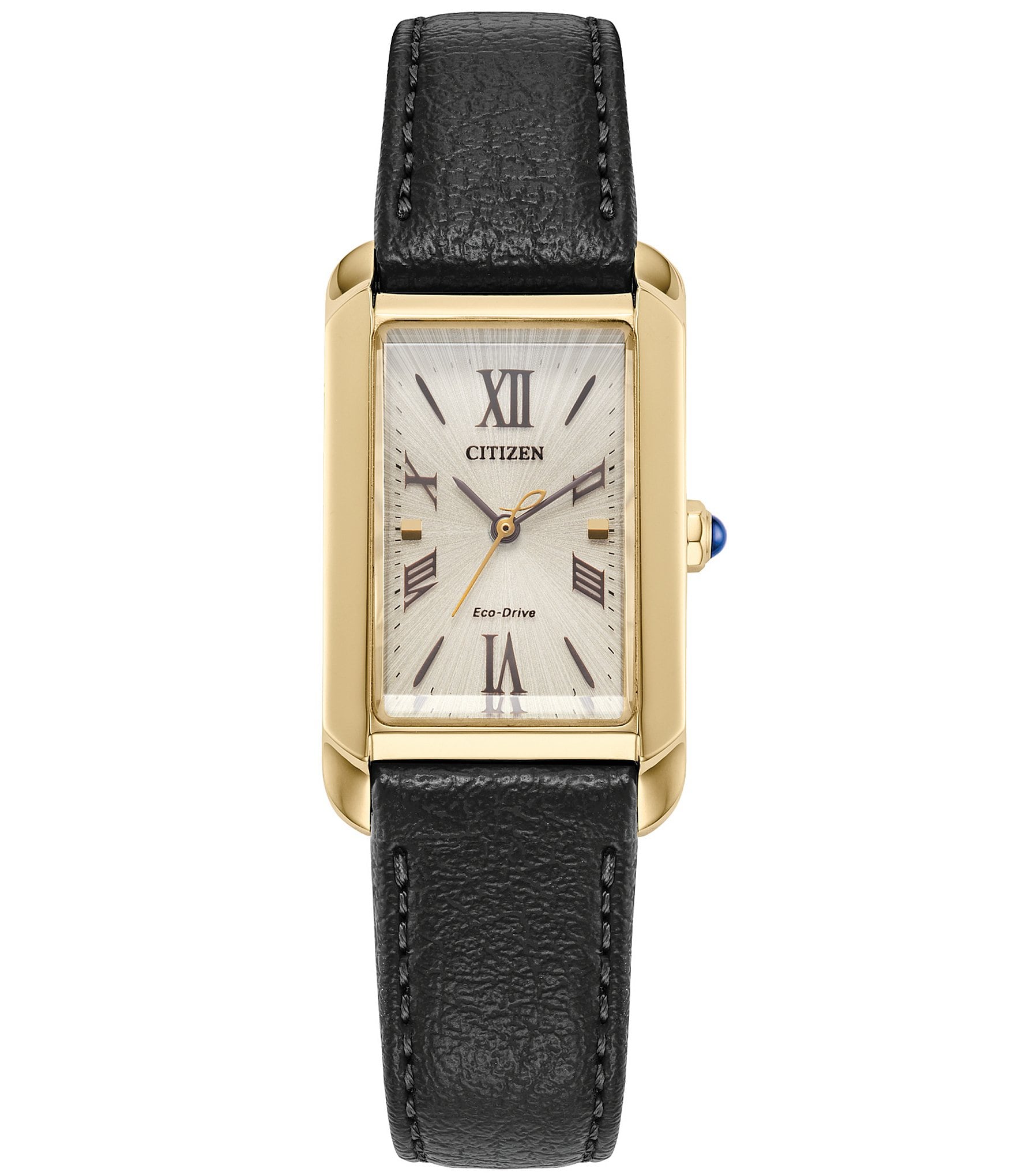 Citizen Women's L Bianca Three Hand Black Leather Strap Watch