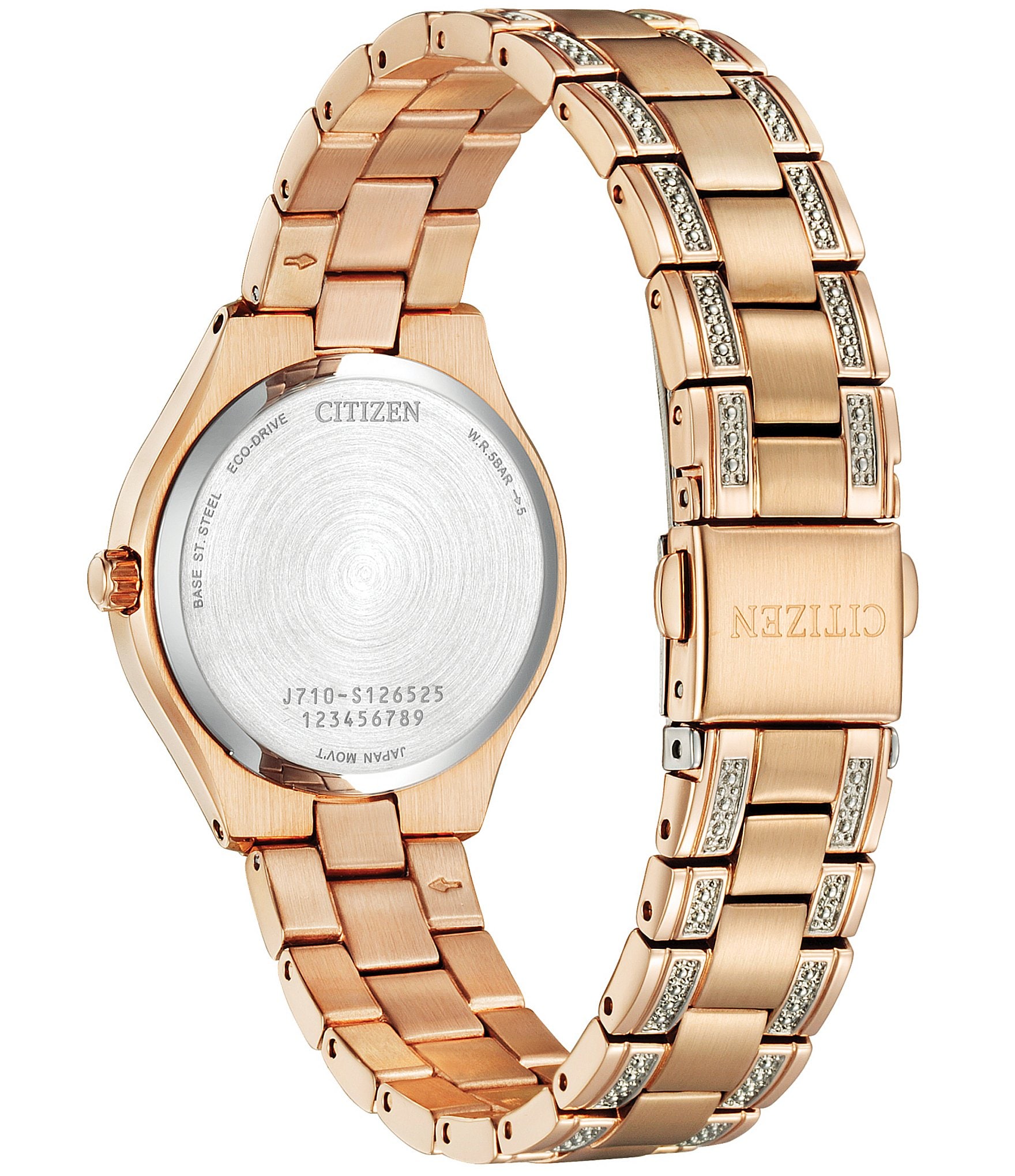 Citizen Women's Silhouette Crystal Three Hand Rose Gold Stainless Steel Bracelet Watch