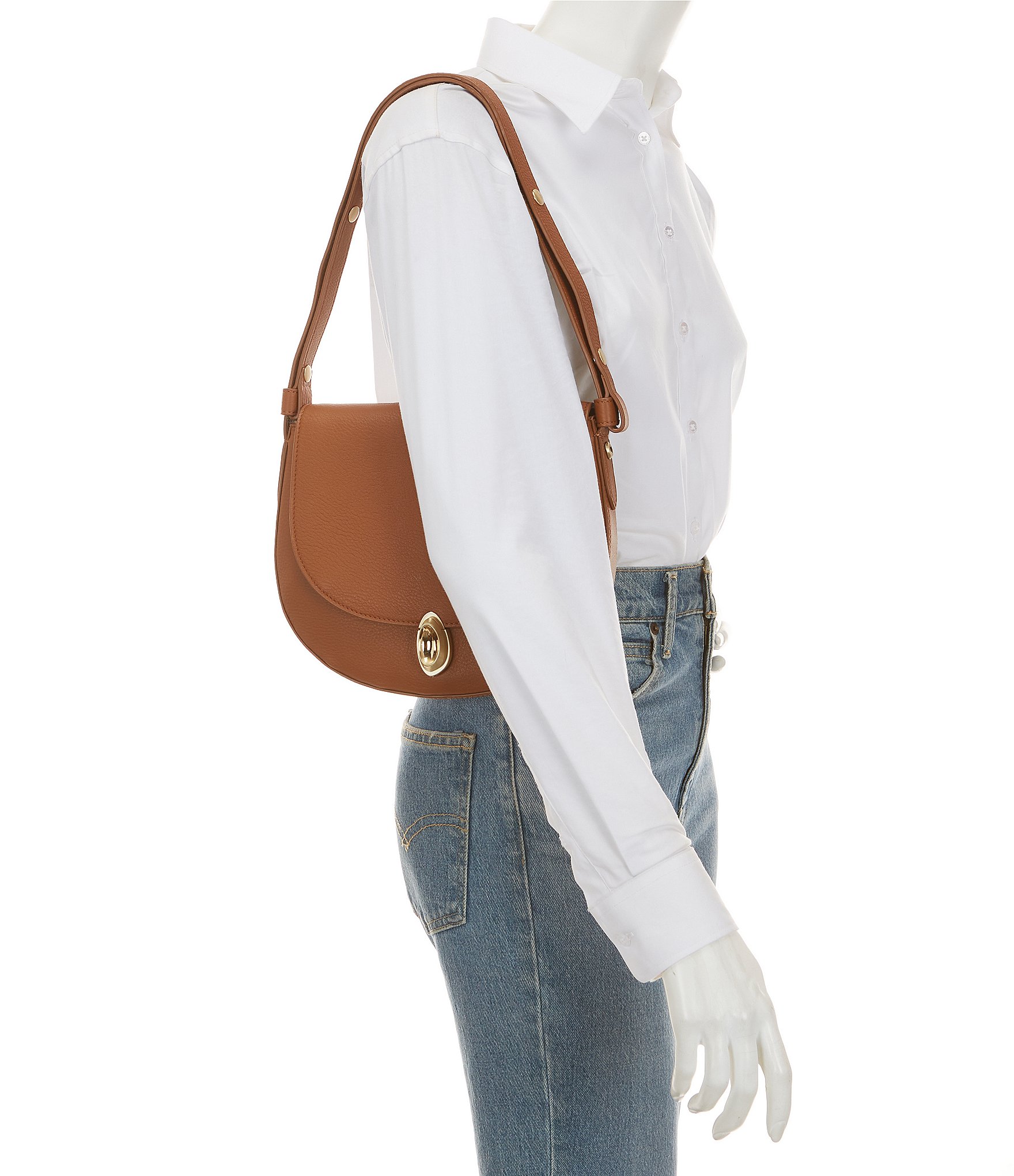 CITRINE Elsa Leather Flap Shoulder Saddle Bag