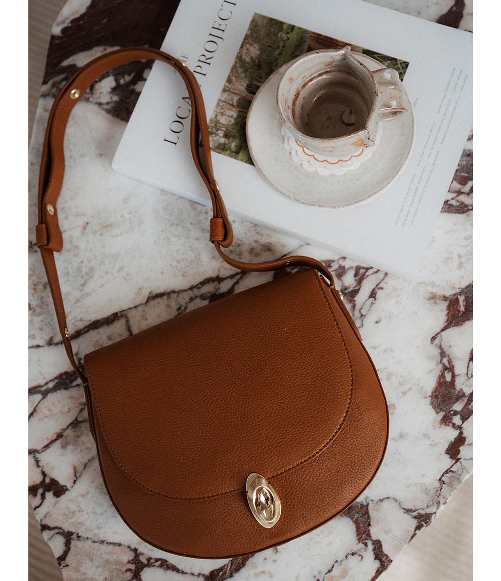 CITRINE Elsa Leather Flap Shoulder Saddle Bag