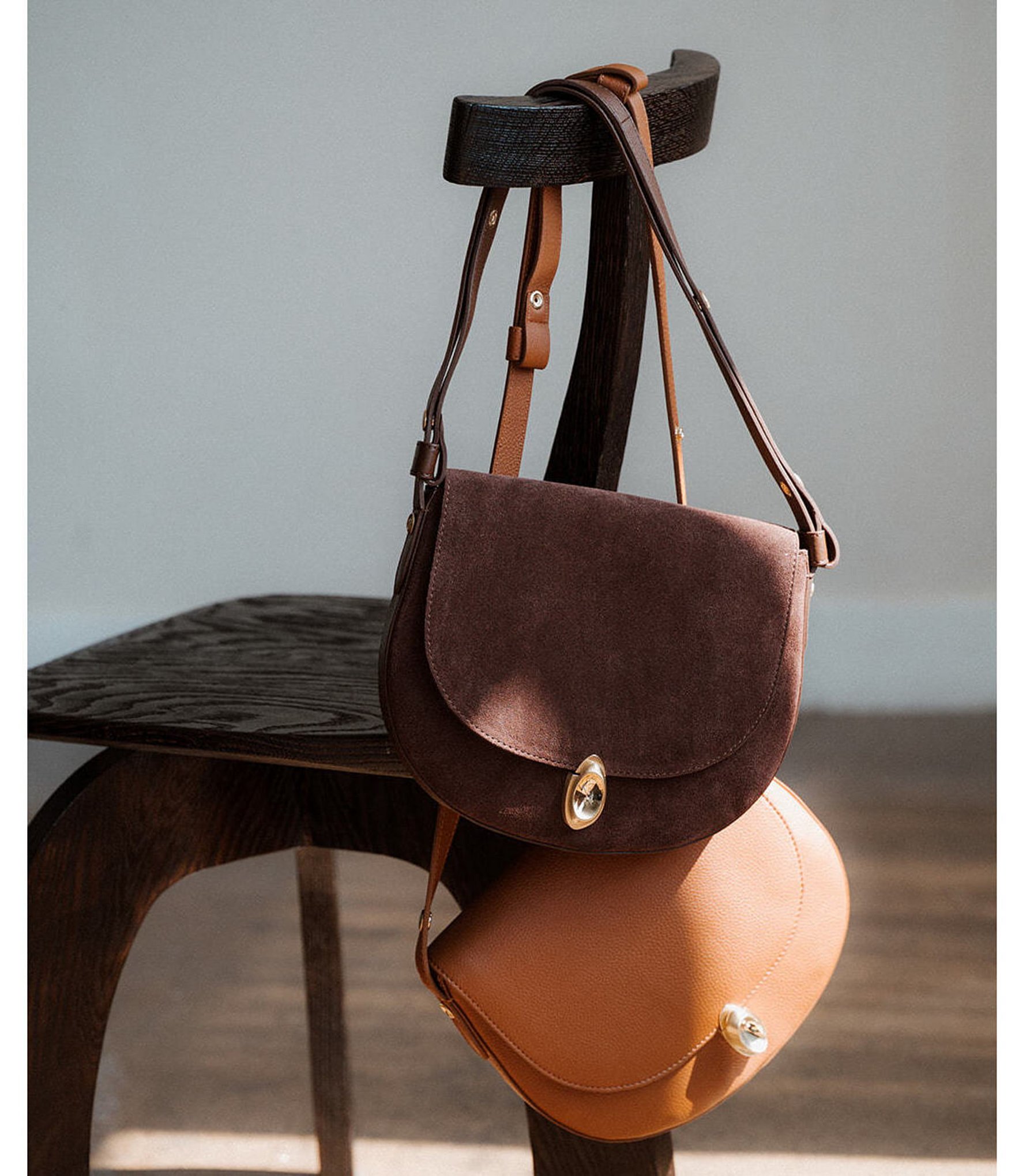 CITRINE Elsa Leather Flap Shoulder Saddle Bag