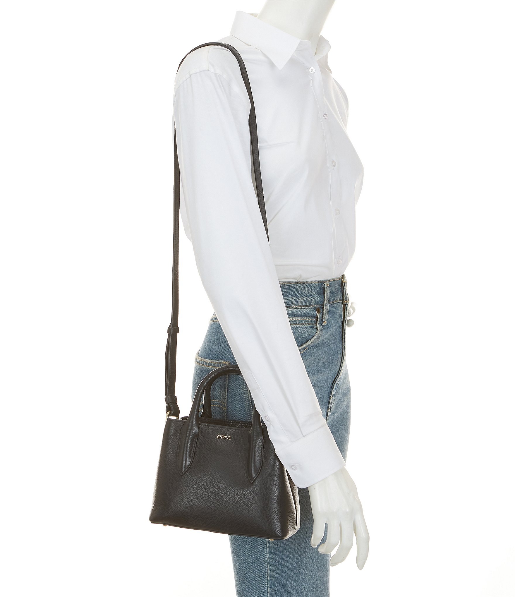 CITRINE Emerson Leather Double Handle Satchel Bag