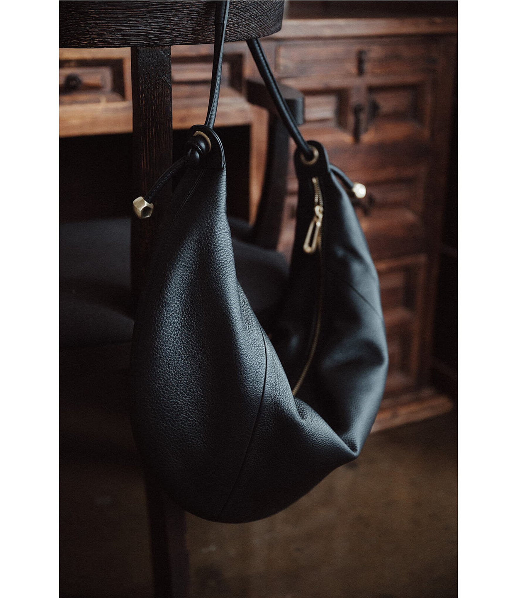 CITRINE Phoenix Leather Medium Hobo Bag