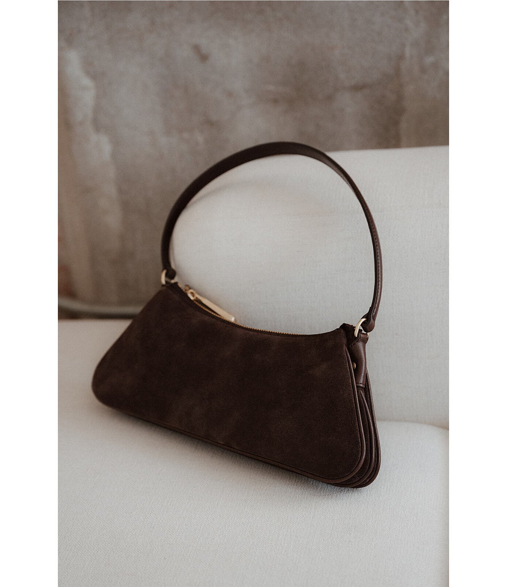 CITRINE Scarlette Suede East-West Shoulder Bag