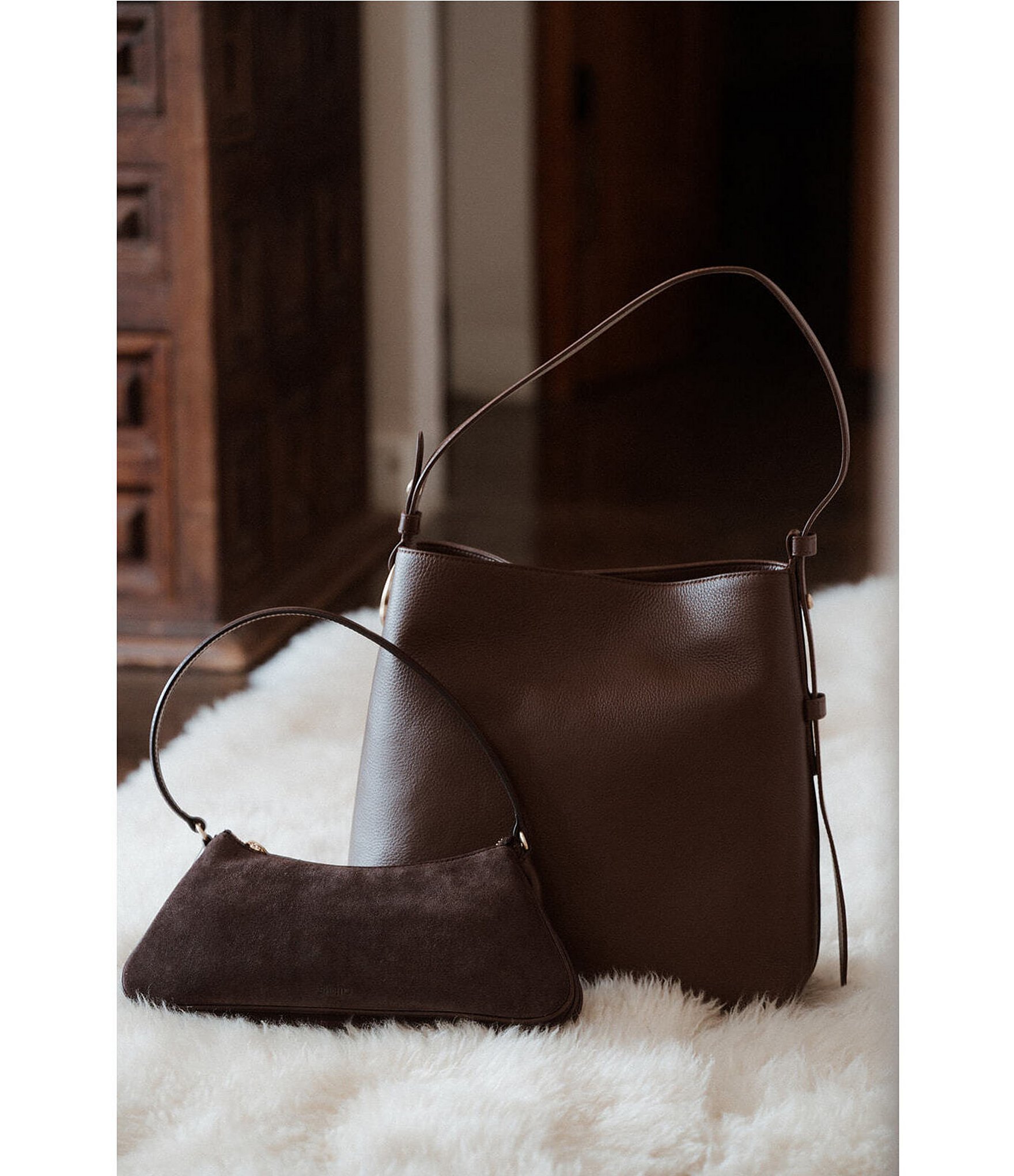 CITRINE Scarlette Suede East-West Shoulder Bag