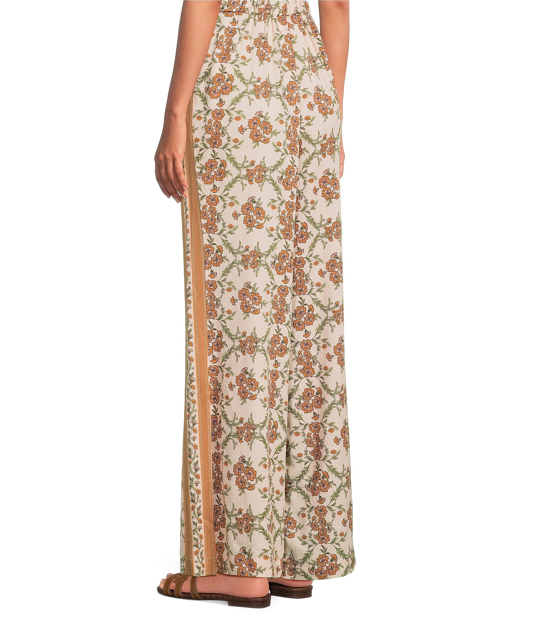 City Blues Floral Side Slit Lounge Pull-On Pants