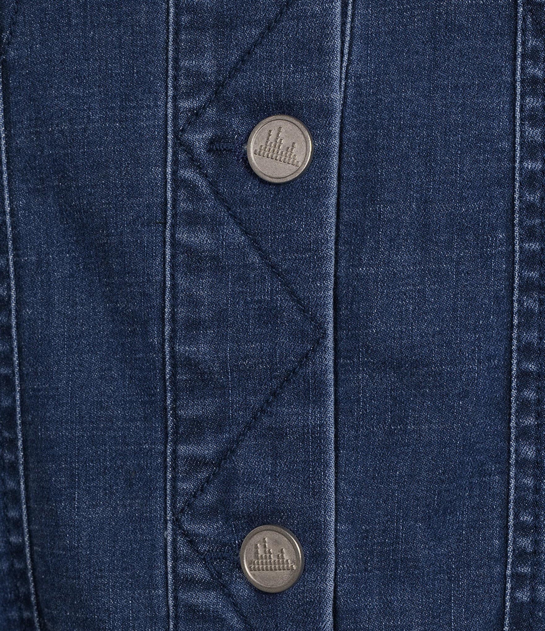 City Blues Petite Size Denim Point Collar Long Sleeve Button Front Bomber Jacket