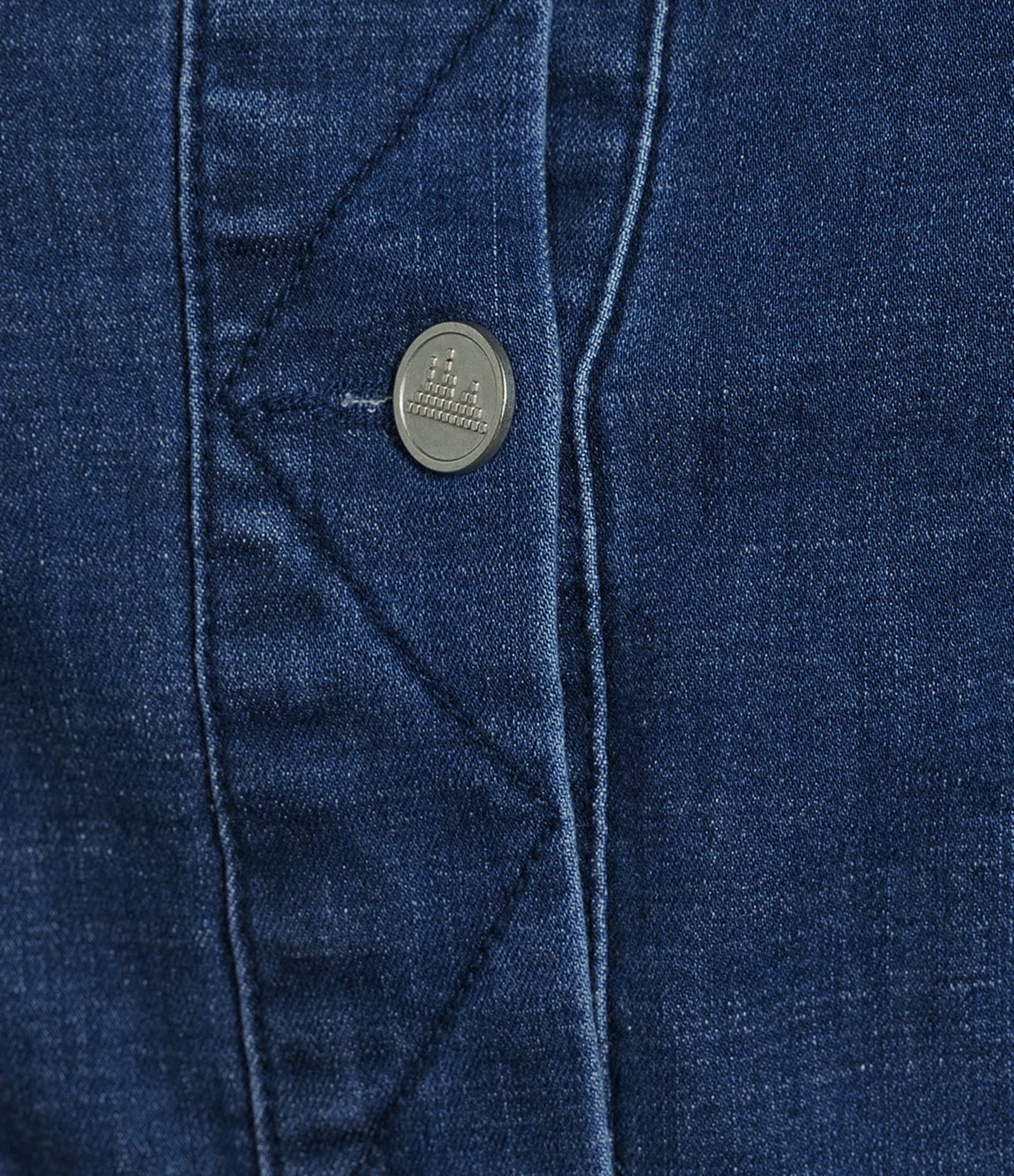 City Blues Plus Size Denim Point Collar Long Sleeve Button Front Bomber Jacket