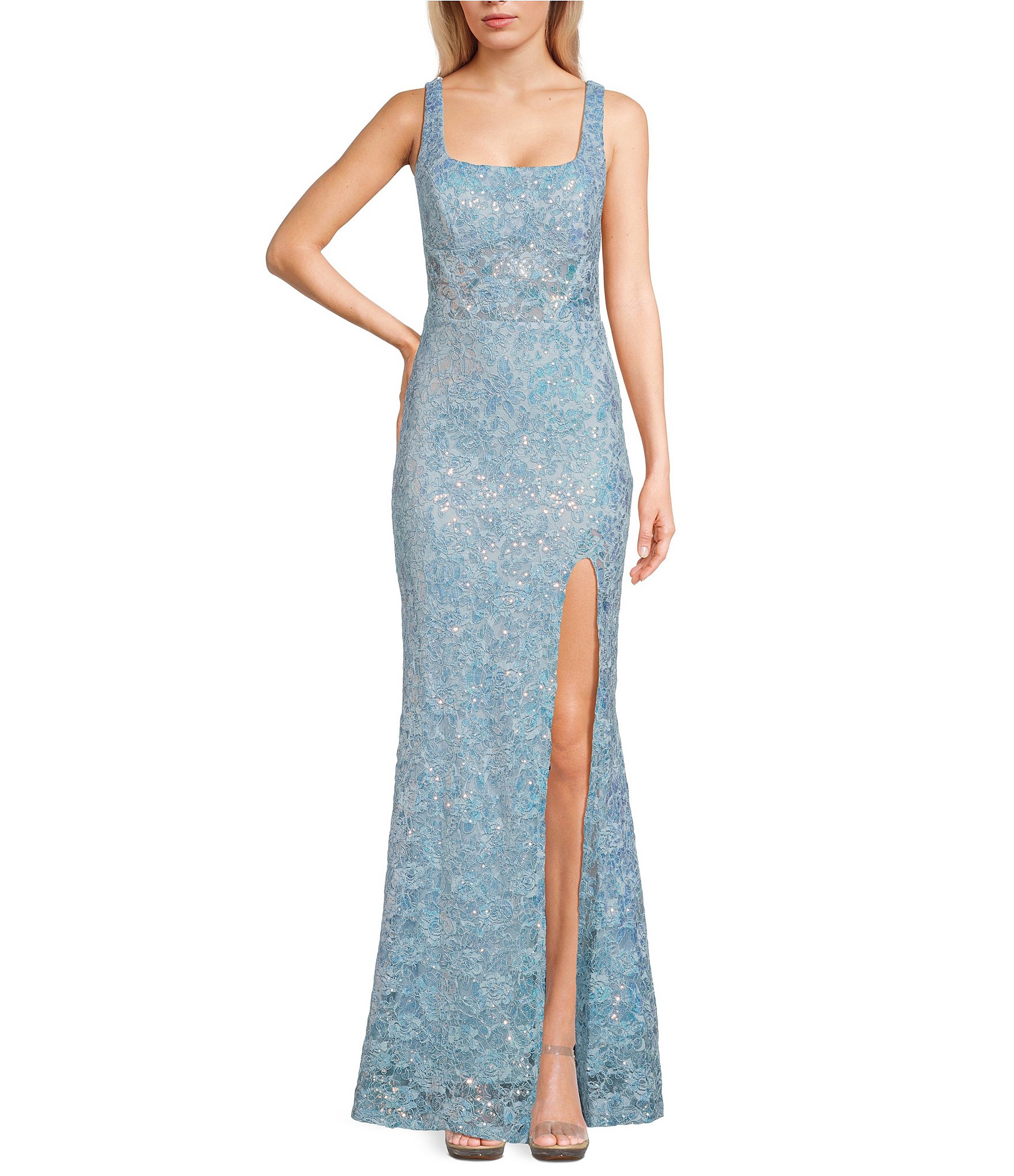 City Vibe Sequin Lace Scoop Neck Dress | Dillard's