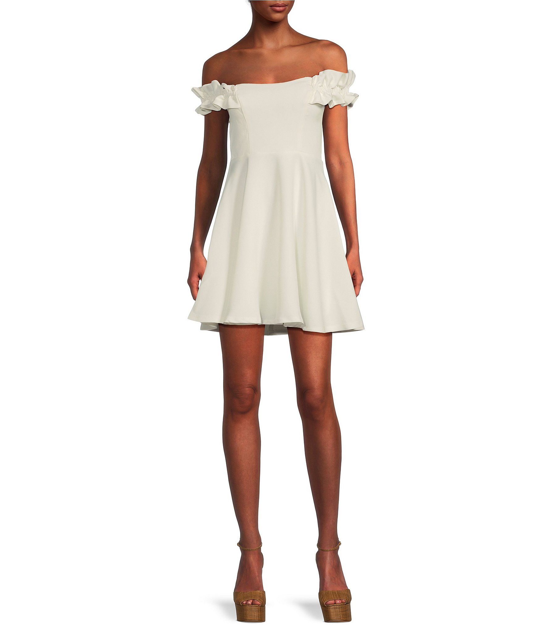 City Vibe Sleeveless Ruffle Strap Skater Dress | Dillard's