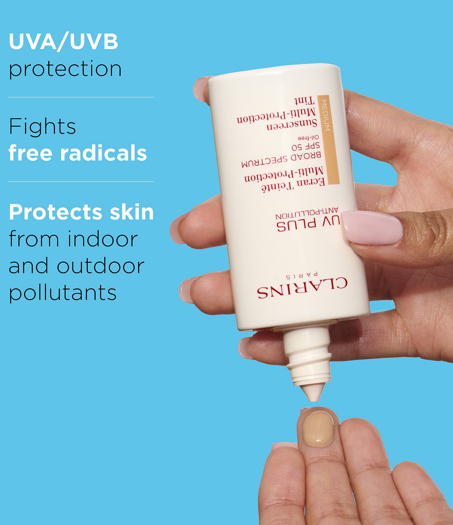 Clarins UV Plus Anti-Pollution Antioxidant Tinted Face Sunscreen SPF 50