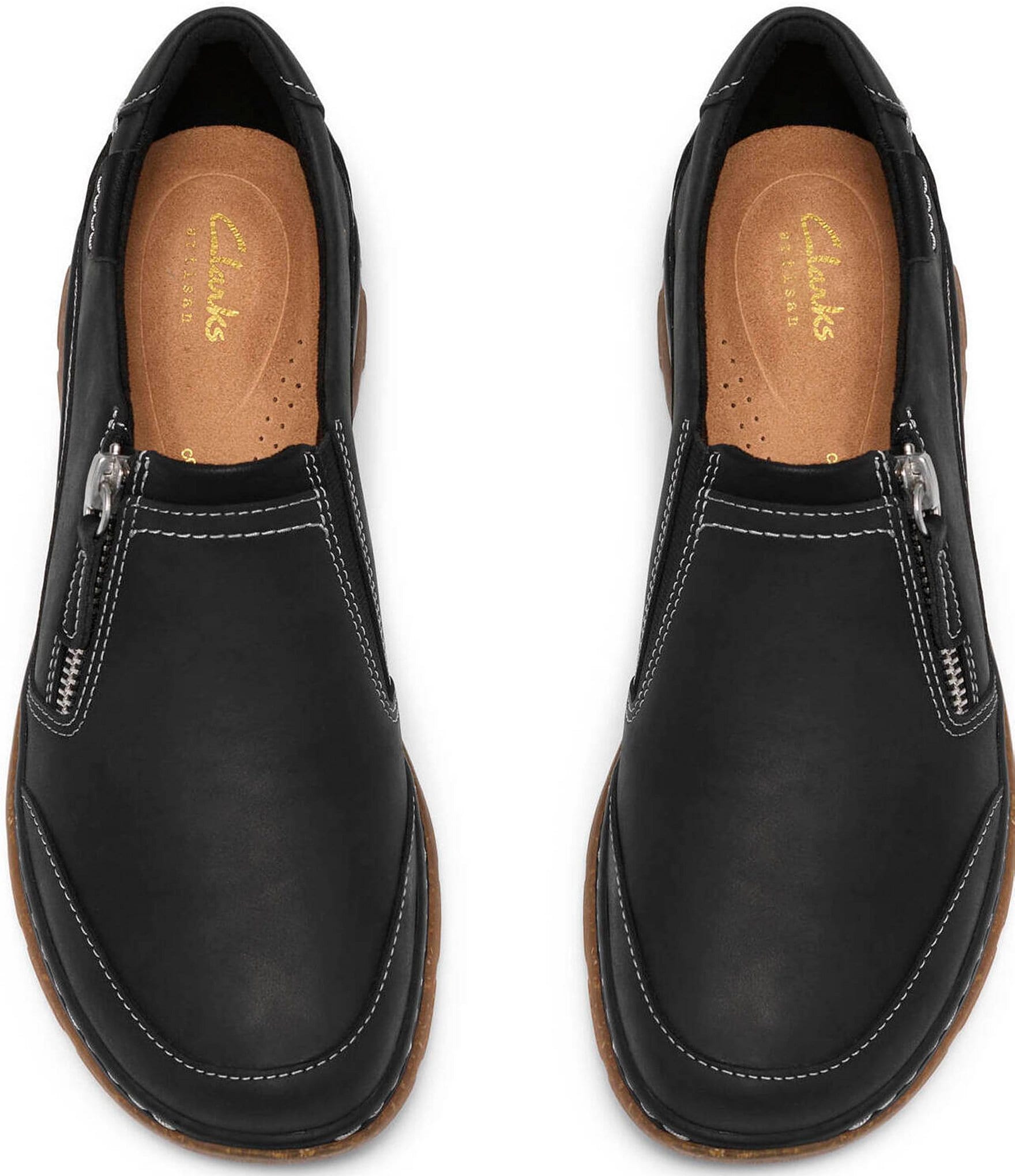 Clarks Artisan Orlene Eve Leather Side Zip Slip Ons