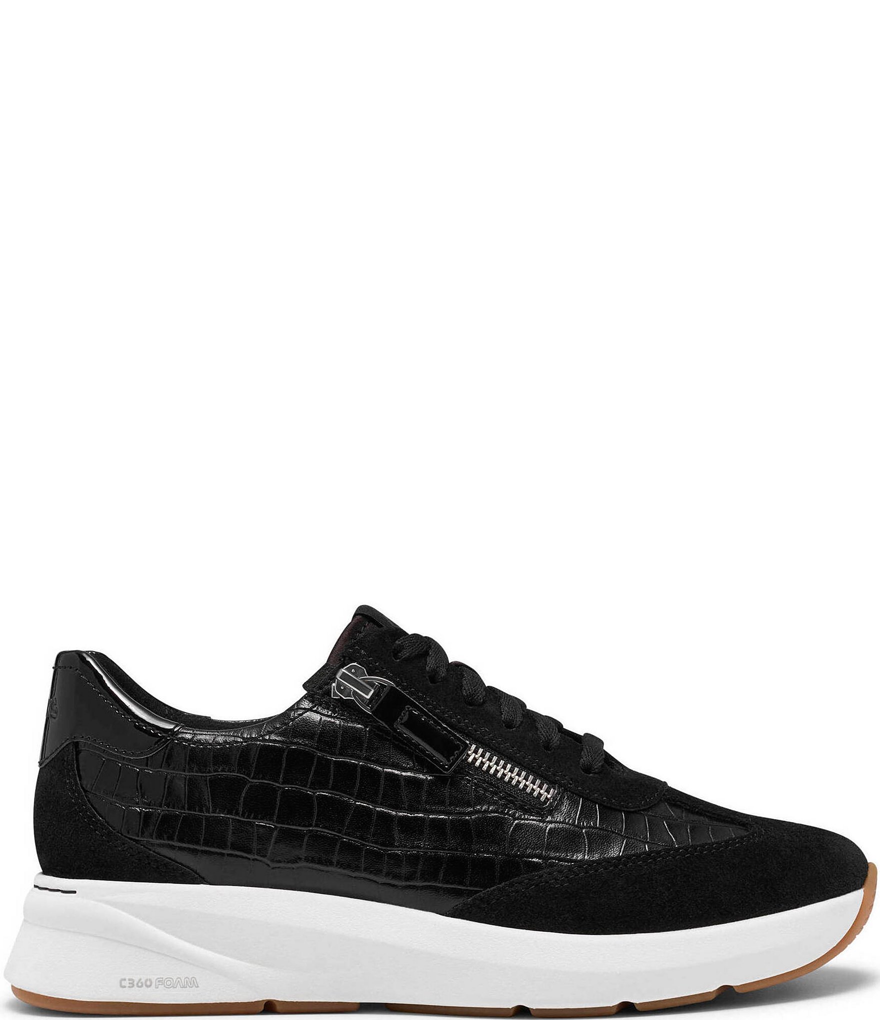 Clarks Code R Run Crocodile Embossed Leather Sneakers