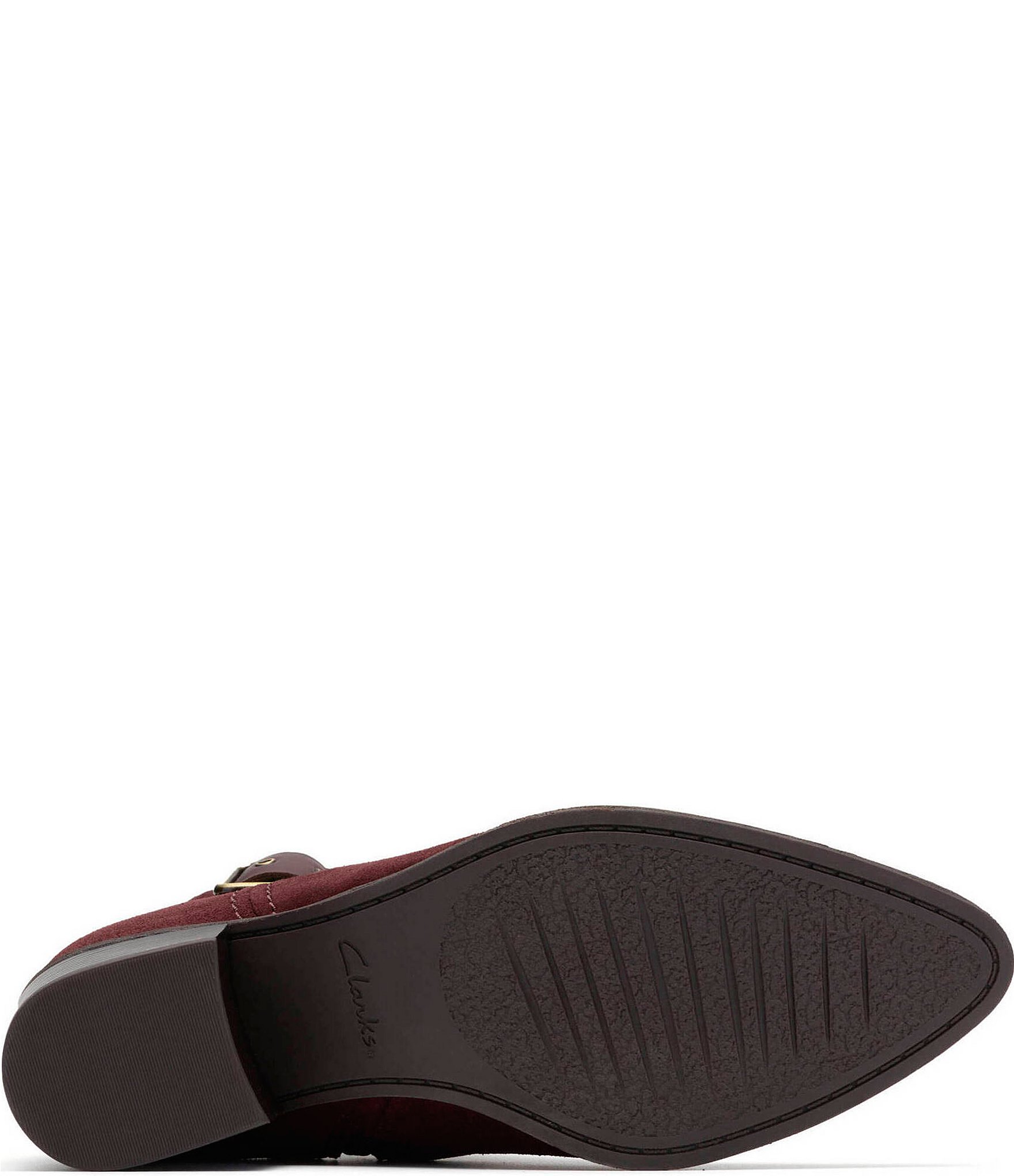 Clarks Signature Morzine Buckle Suede Studded Belt Ankle Booties