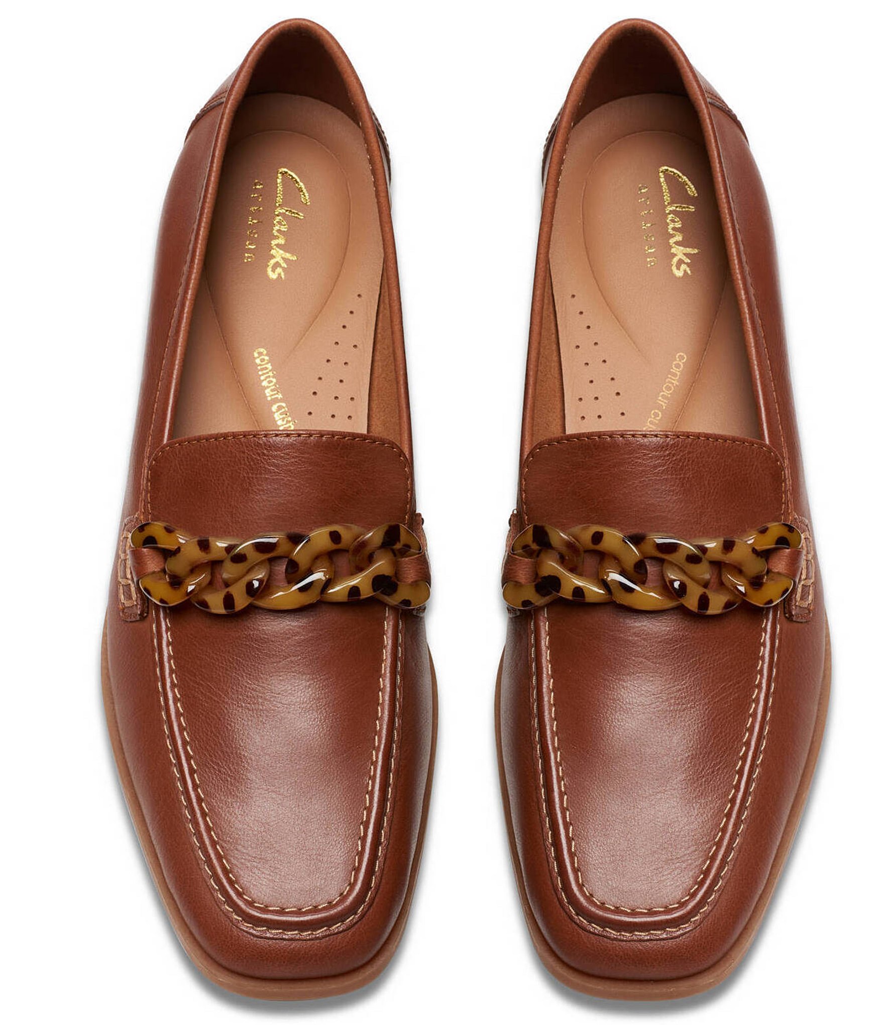 Clarks Artisan Sarafyna Iris Leather Printed Chain Loafers